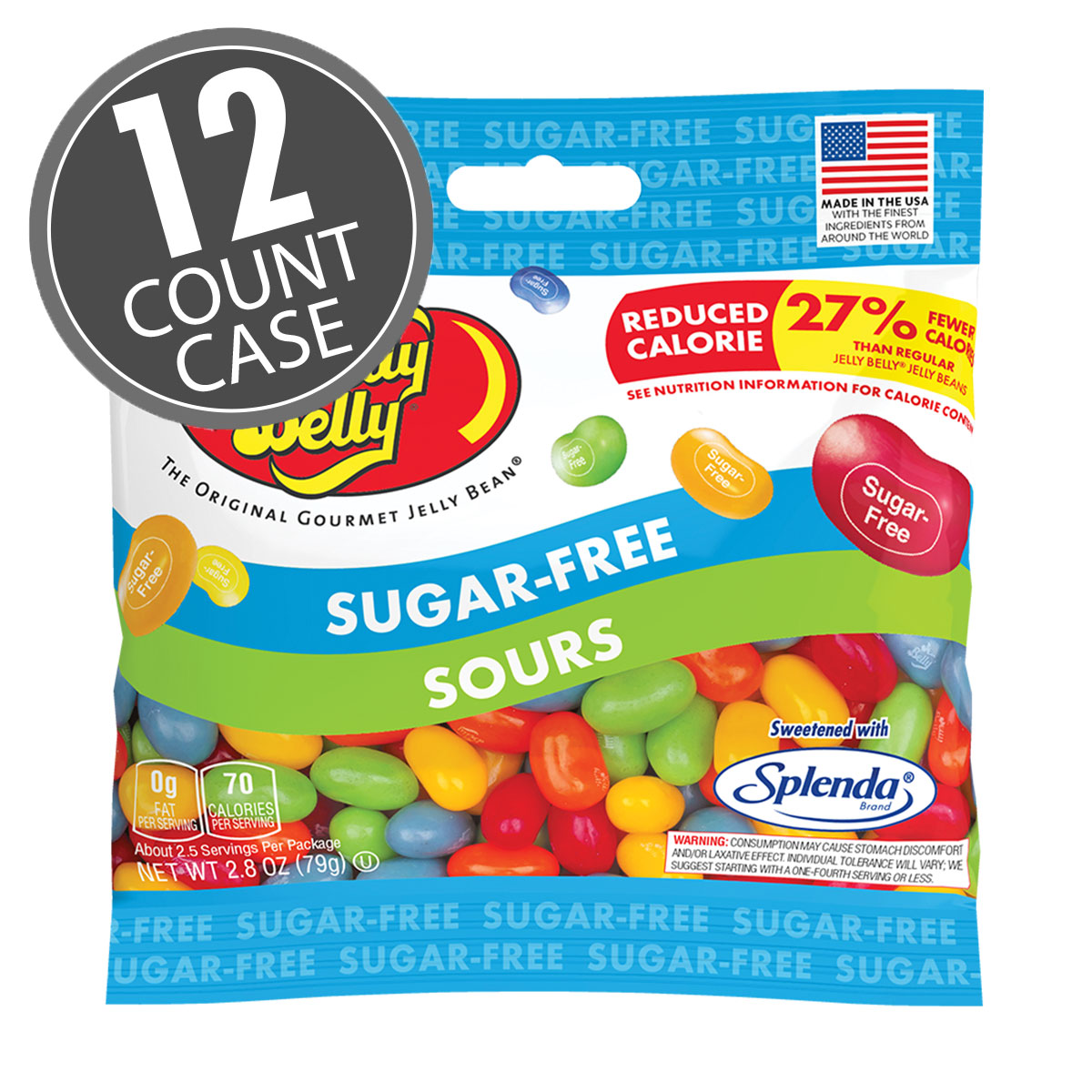 Sugar-Free Jelly Beans Sours - 2.8 oz Bag - 12 Count Case