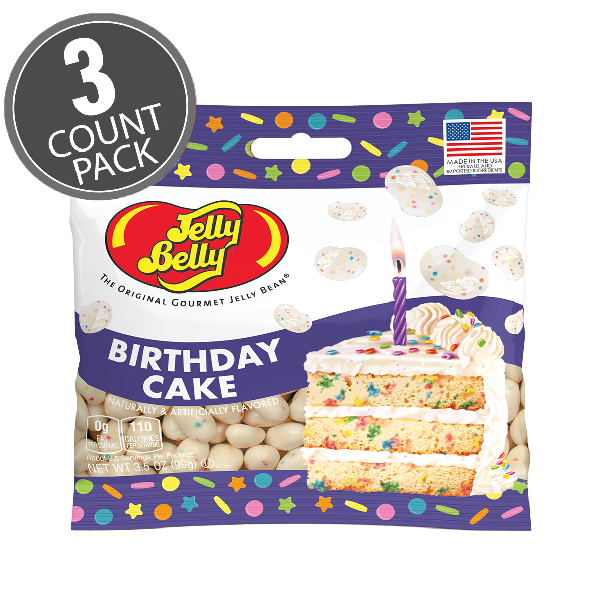 Birthday Cake Jelly Beans 3.5 oz  Grab &amp; Go Bag - 3-Count Pack