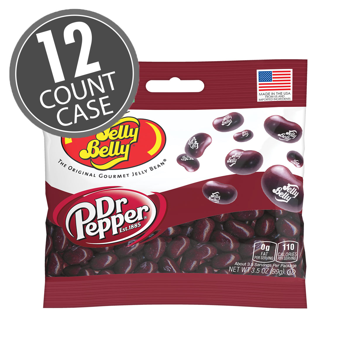 Dr Pepper Jelly Beans 3.5 oz Grab &amp; Go Bag - 12 Count Case