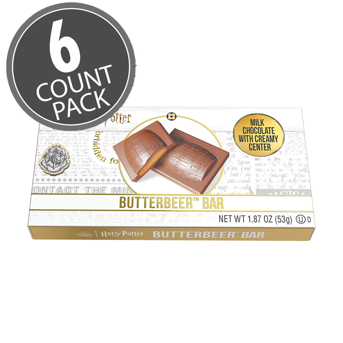 Harry Potter Butterbeer Milk Chocolate Bar with Creamy Center - 1.87 oz - 6-Count Pack