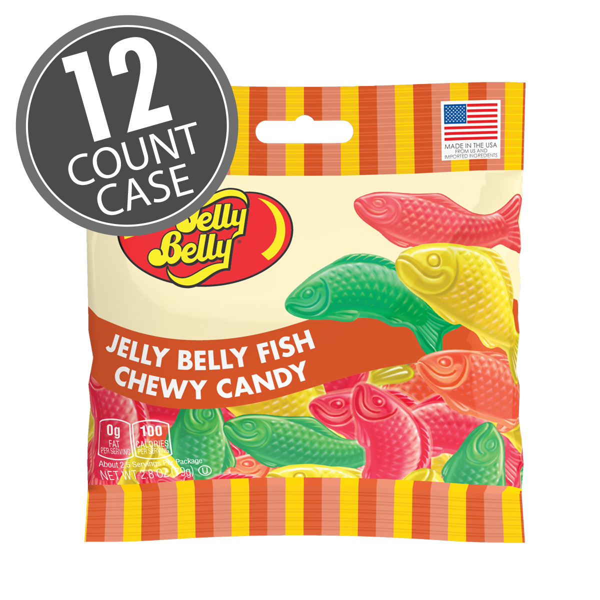 Jelly Belly Fish Chewy Candy 2.8 oz Grab &amp; Go Bag - 12 Count Case