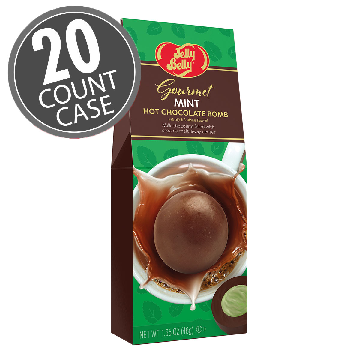 Jelly Belly 1.65 oz Mint Hot Chocolate Bomb - 20-Count Case