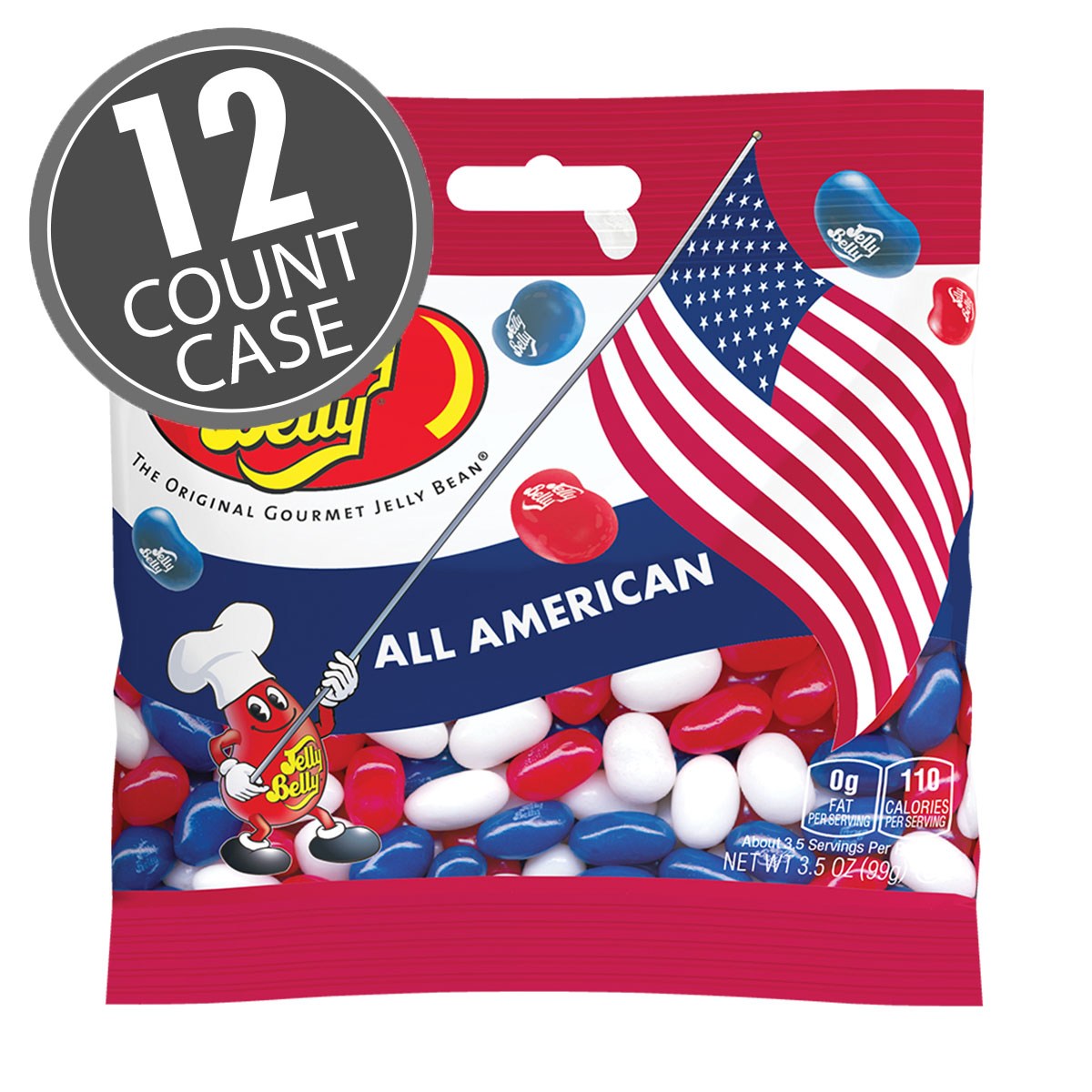 All American Mix Jelly Beans 3.5 oz Grab &amp; Go Bag - 12 Count Case