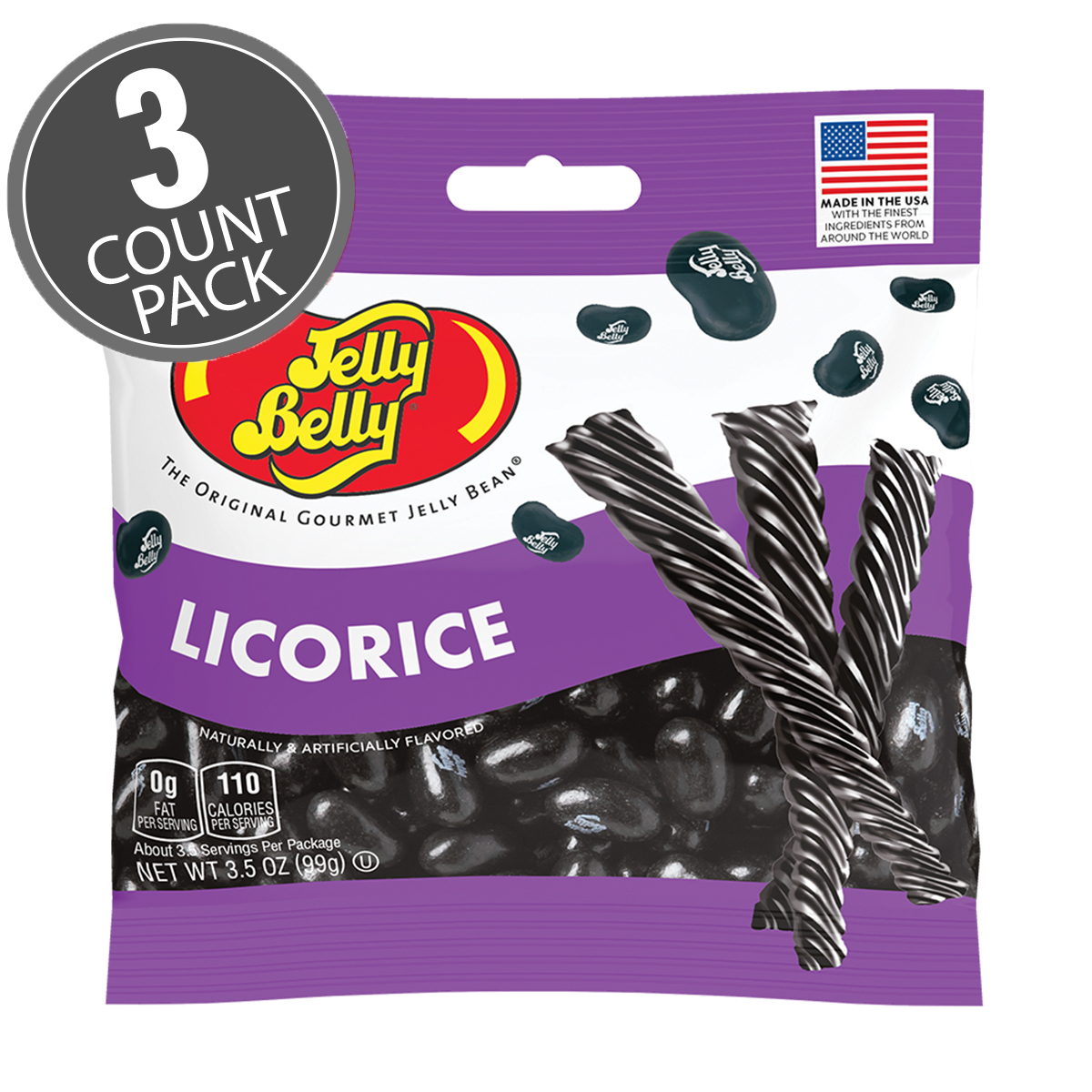 Licorice Jelly Beans 3.5 oz Grab &amp; Go Bag - 3 Pack