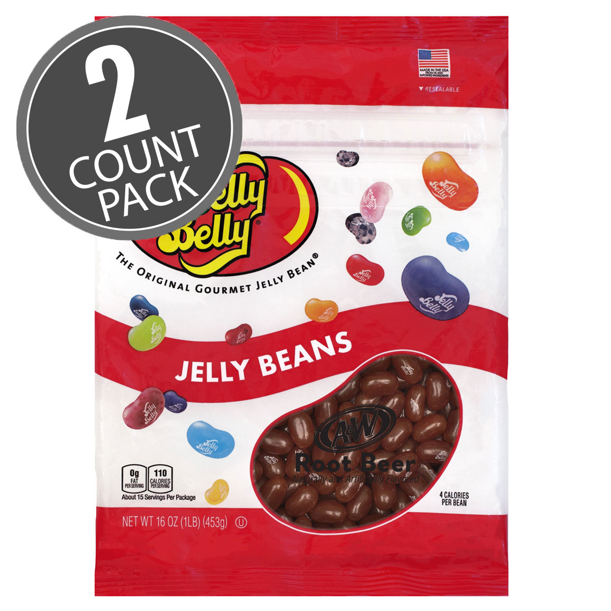 A&amp;W Root Beer Jelly Beans - 16 oz Re-Sealable Bag - 2 Pack