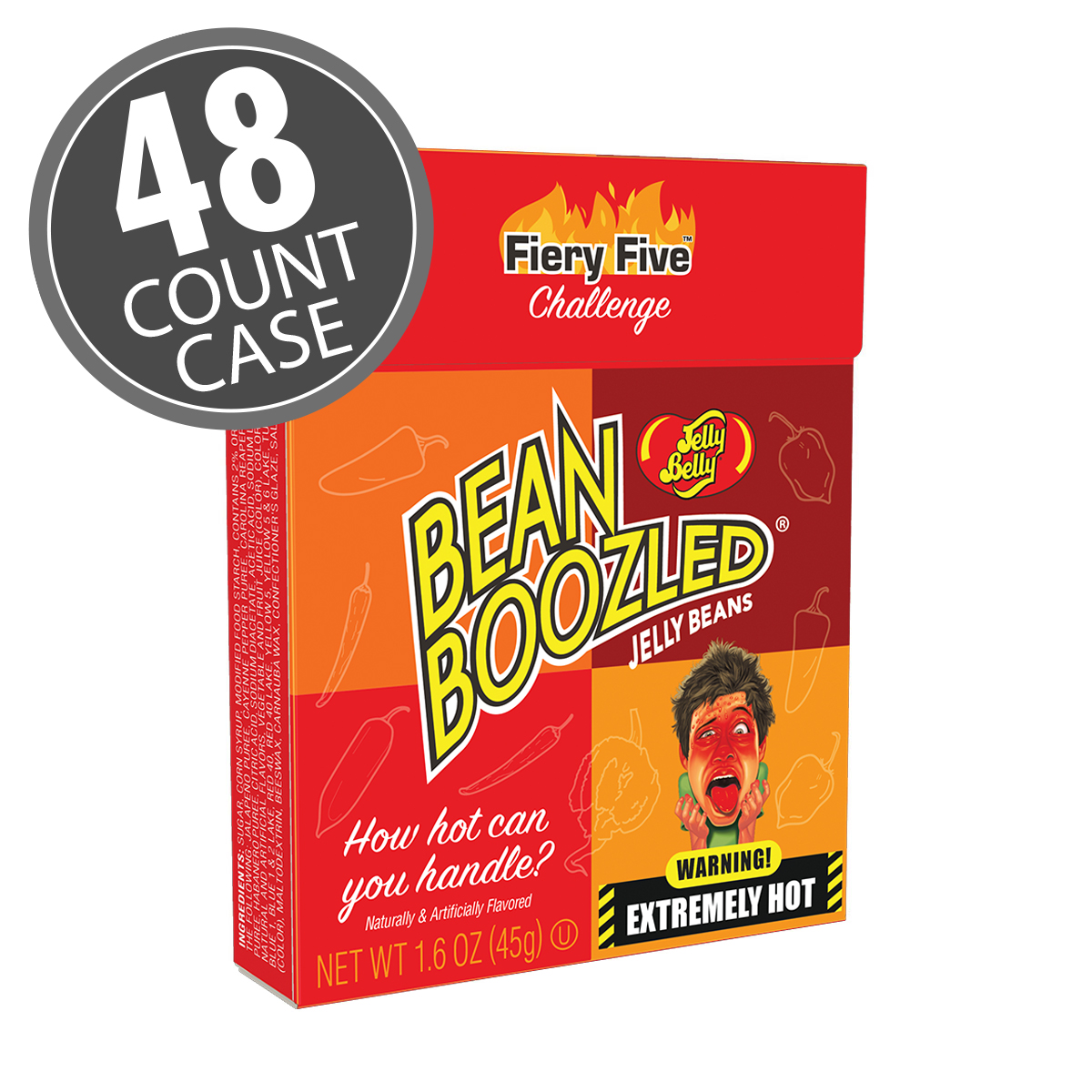 BeanBoozled Fiery Five 1.6 oz Flip Top Box -  48-Count Case