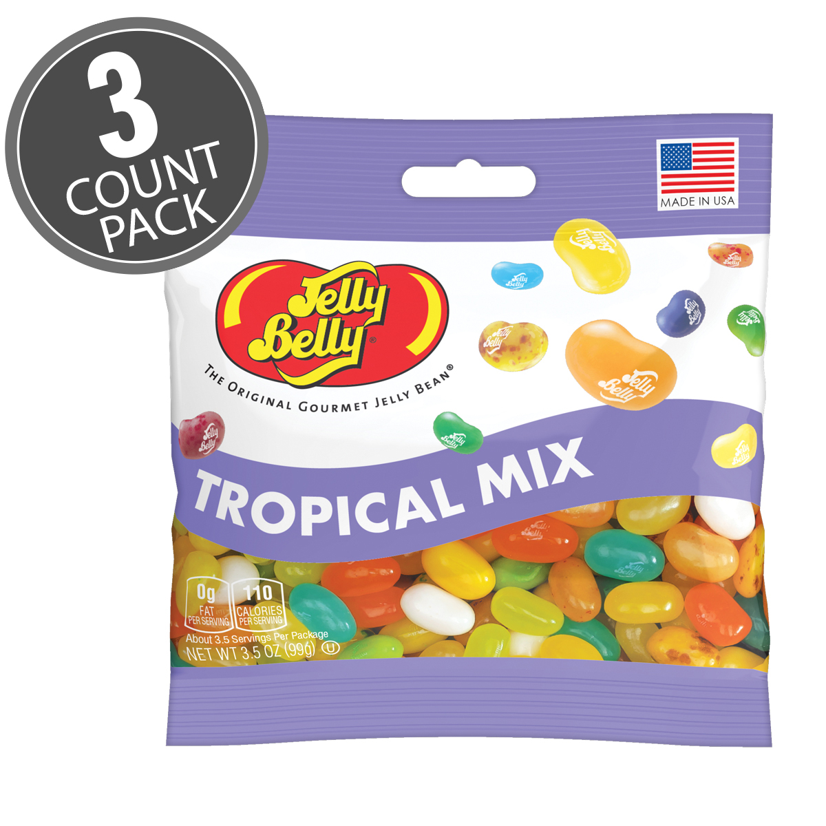 Tropical Mix Jelly Beans 3.5 oz Grab &amp; Go Bag - 3 Pack