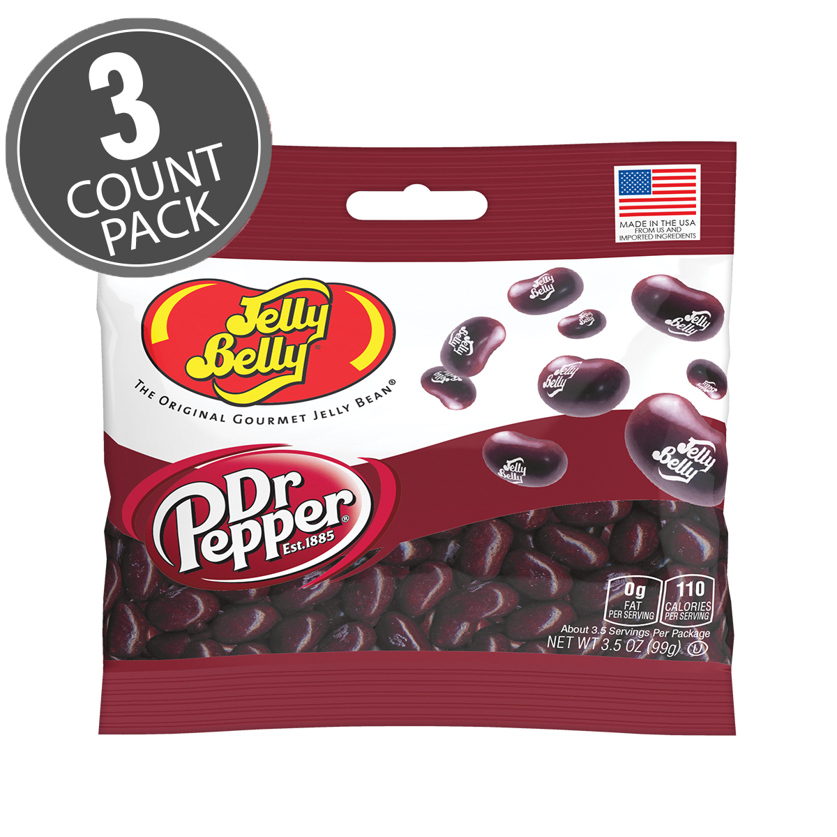 Dr Pepper Jelly Beans 3.5 oz Grab &amp; Go Bag - 3-Count Pack