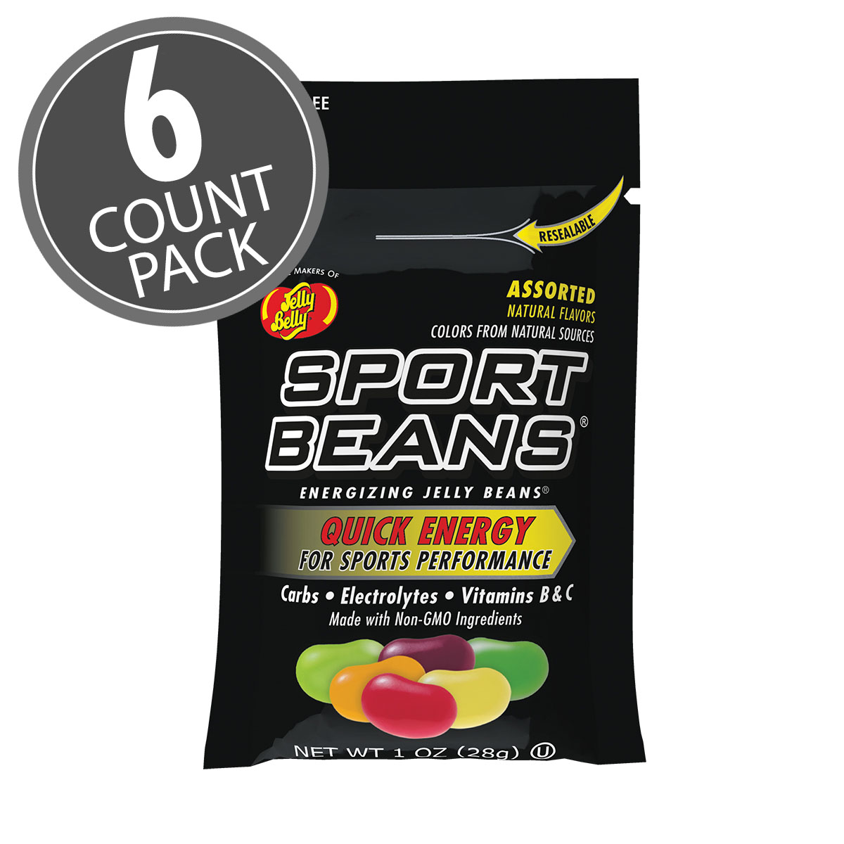 Sport Beans Jelly Beans Assorted Flavors 6-Count Pack