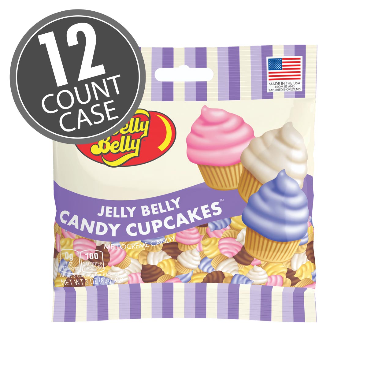 Jelly Belly Candy Cupcakes 3 oz Grab &amp; Go Bag - 12-Count Case