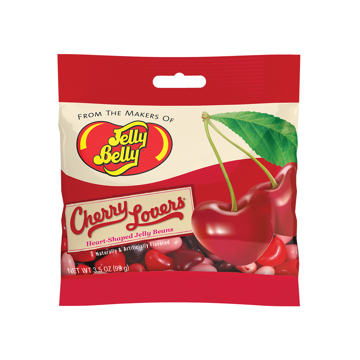 Cherry Lovers Heart-Shaped Jelly Beans 3.5 oz Grab &amp; Go Bag