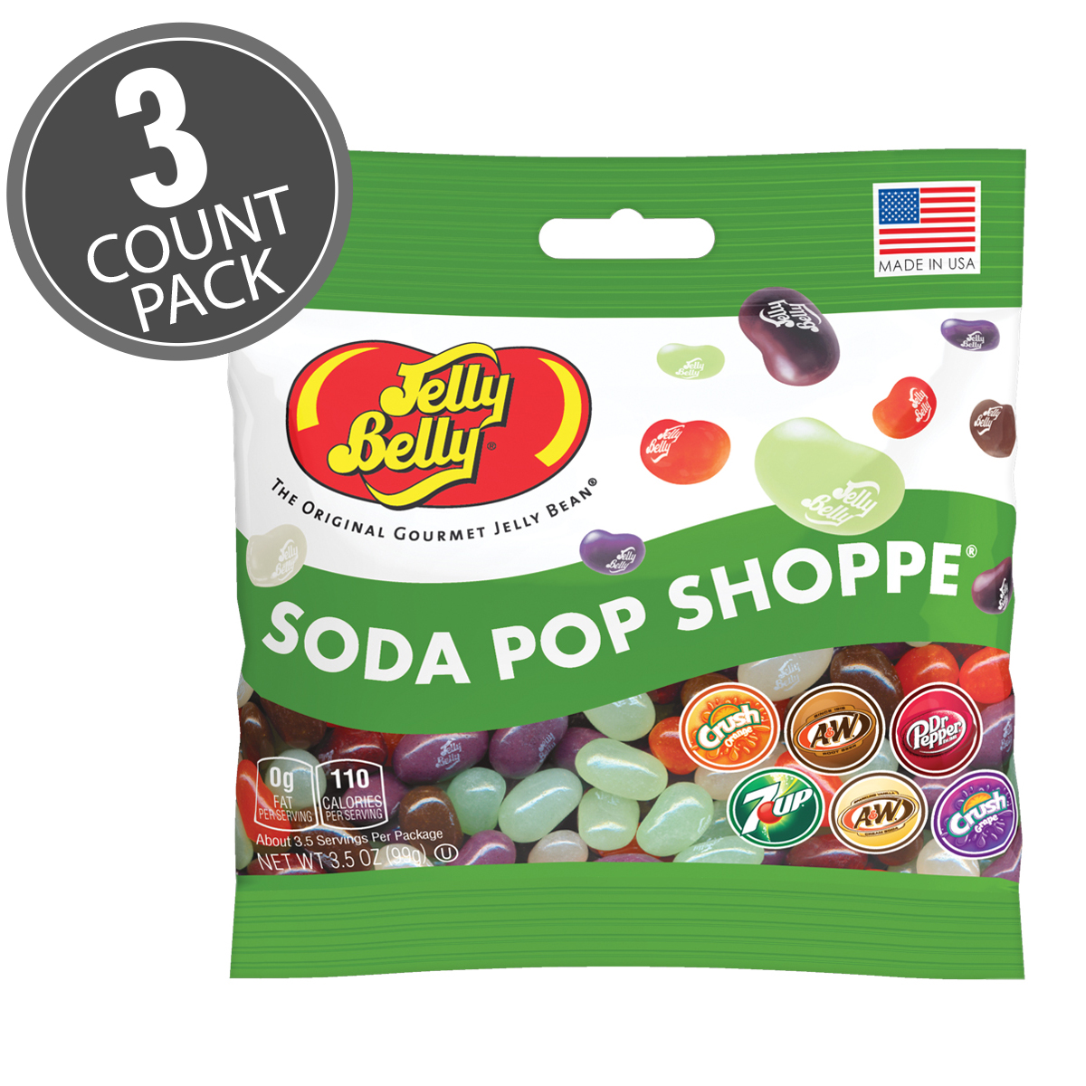 Soda Pop Shoppe Jelly Beans 3.5 oz  Grab &amp; Go Bag - 3 Pack