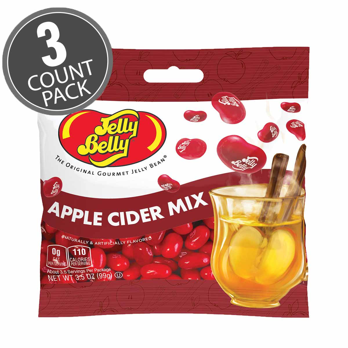 Apple Cider Mix Jelly Beans 3.5 oz Grab &amp; Go Bag - 3-Count Pack