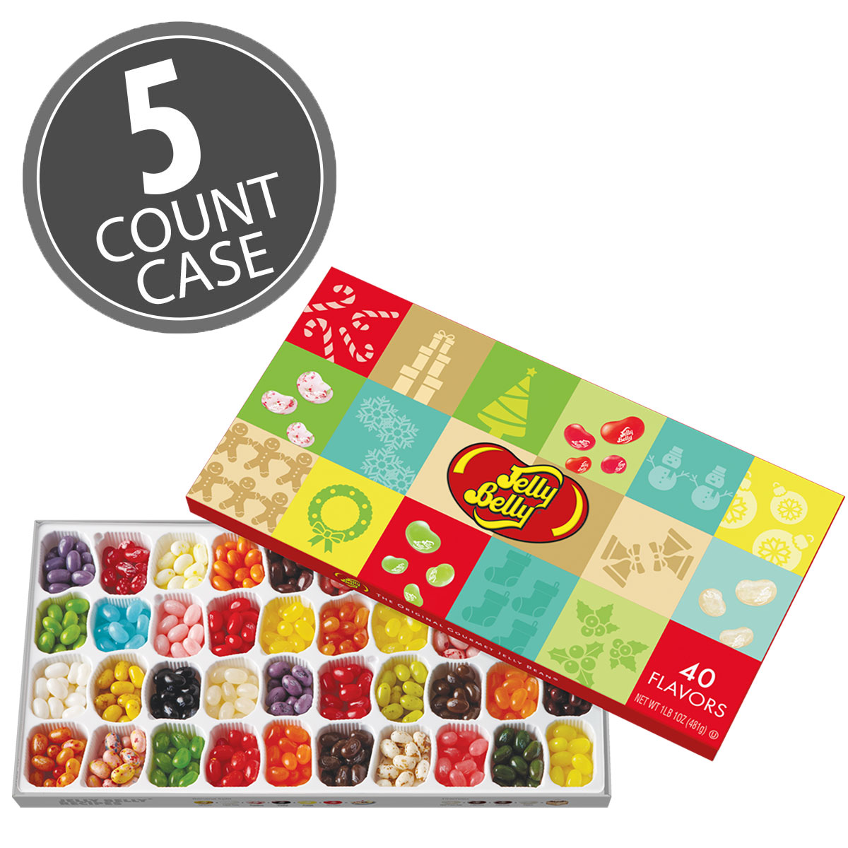 Jelly Belly 40-Flavor Christmas Gift Box 5-Count Case