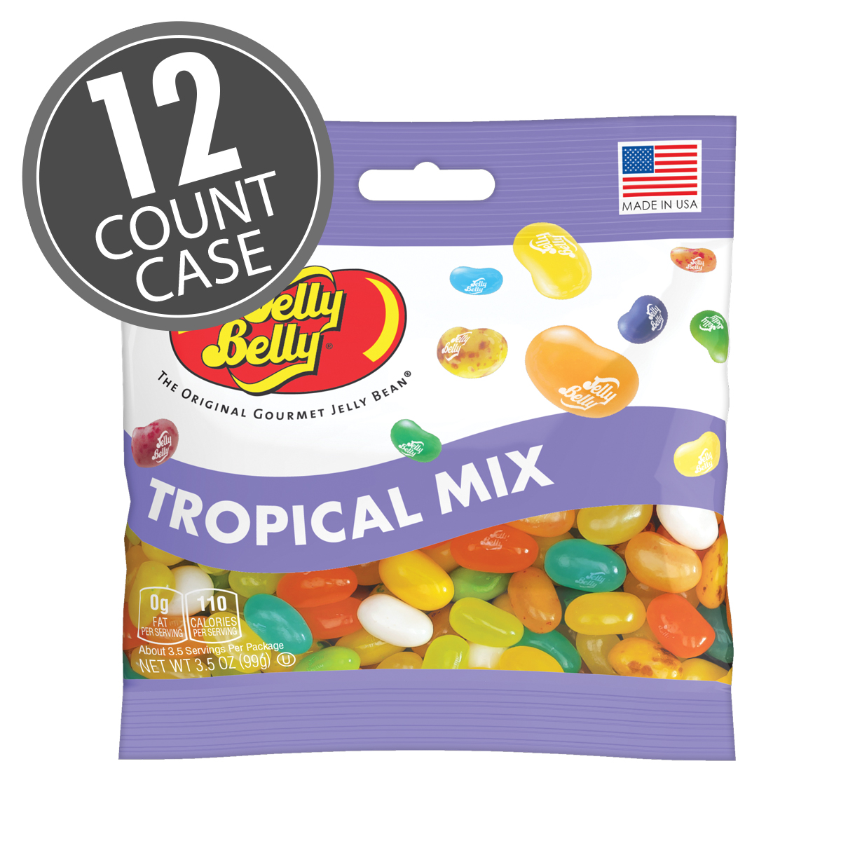 Tropical Mix Jelly Beans 3.5 oz Grab &amp; Go Bag - 12 Count Case