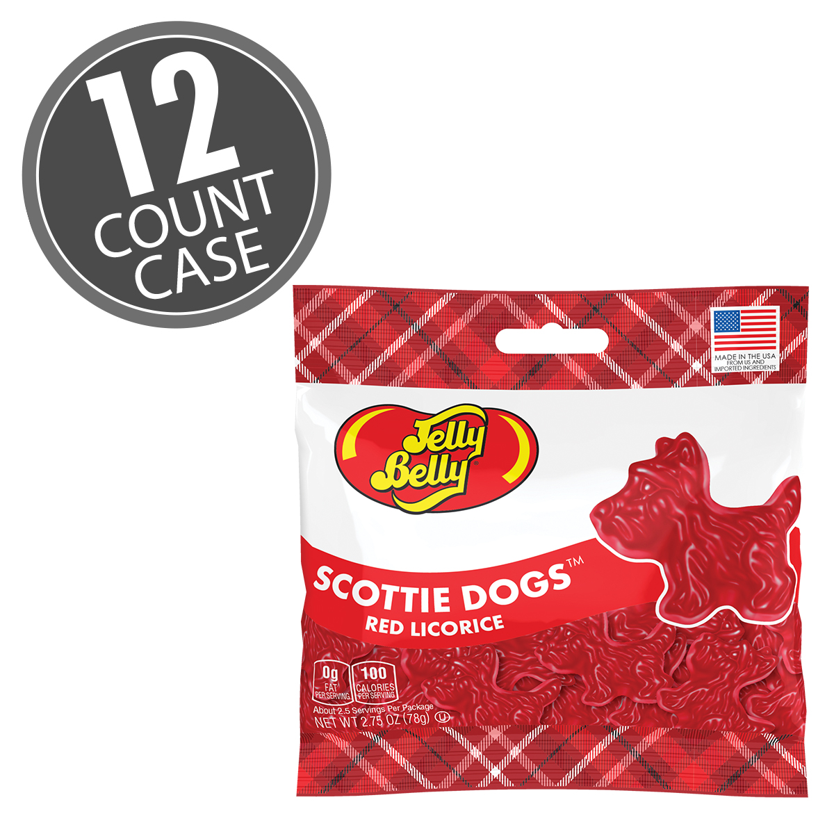 Scottie Dogs Red Licorice 2.75 oz Grab &amp; Go Bag - 12 Count Case