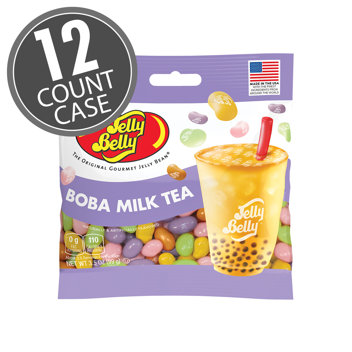 Boba Milk Tea Jelly Beans 3.5 oz Grab &amp; Go Bag - 12-Count Case