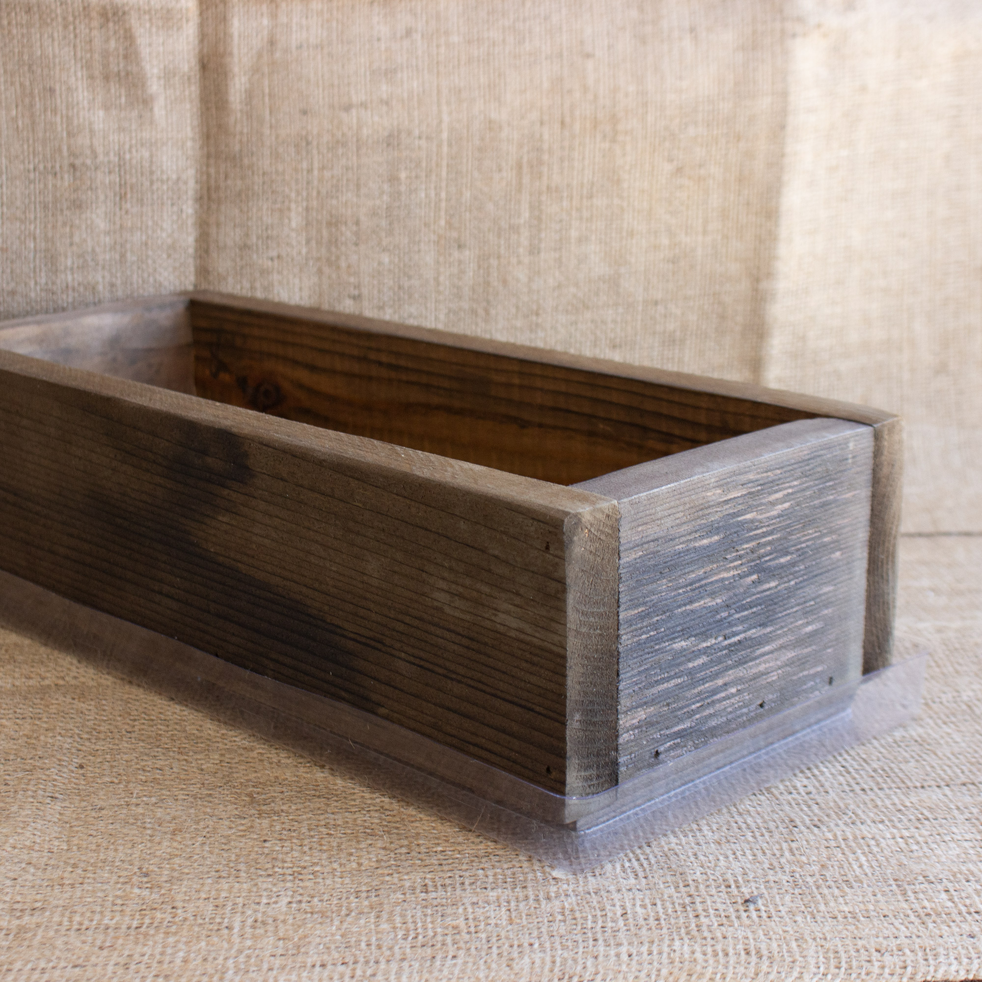 Barnwood Style Planter Box with Drip Tray - Rich Brown - Windowsill / Indoor