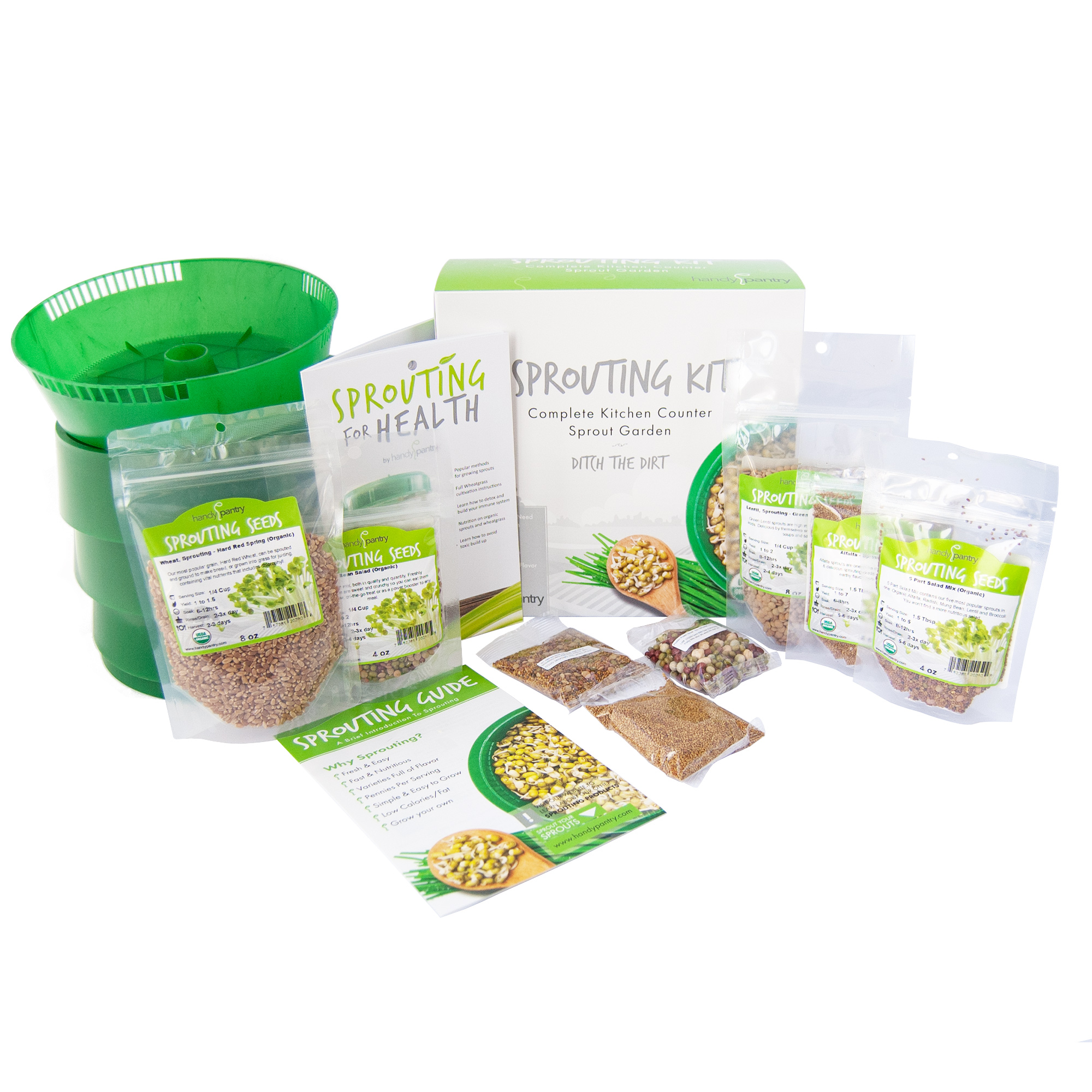 Basic Organic Sprouting Kit - 2.5 Lbs Sprouting Seeds, Tray Sprouter