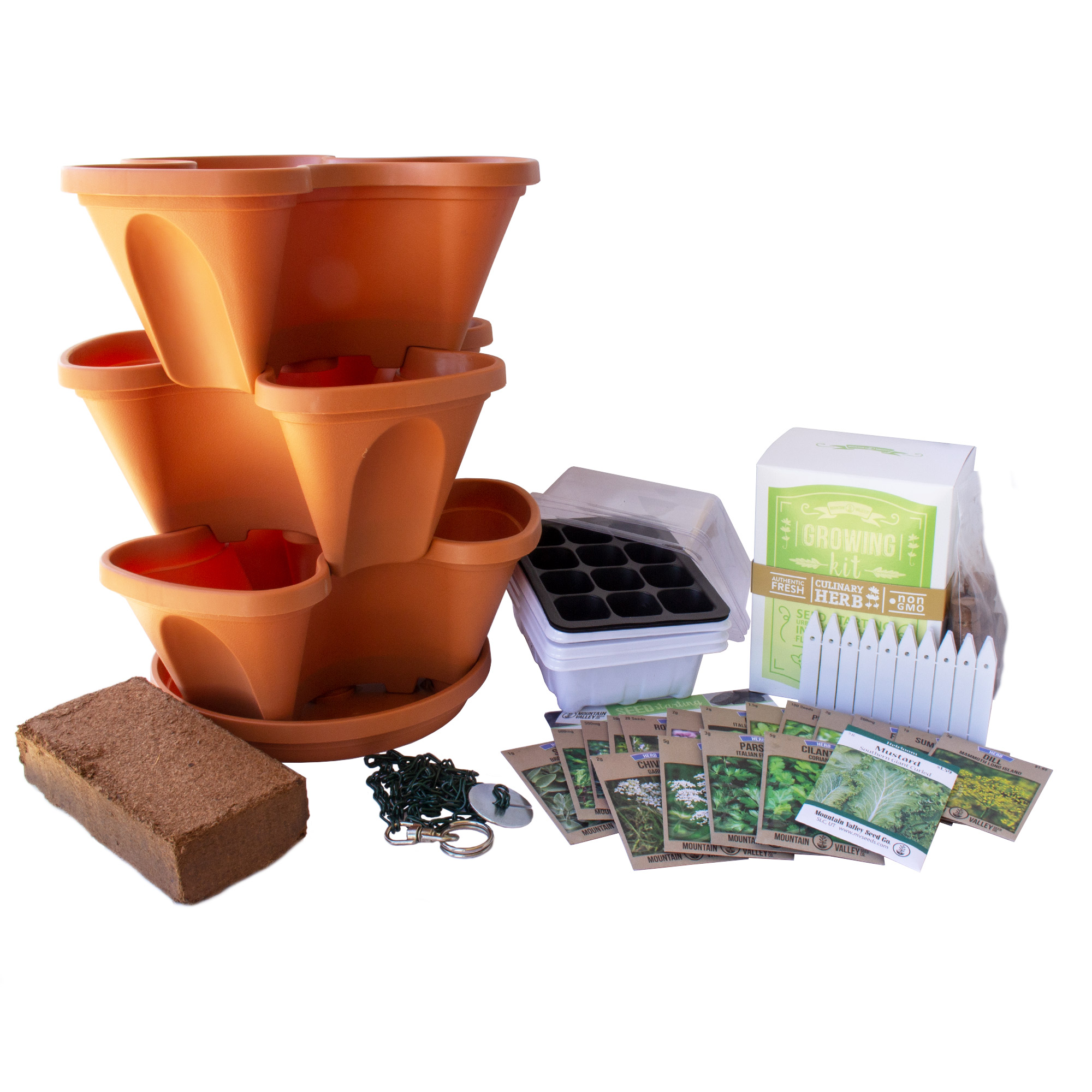 Culinary Herb Garden Kit - Terracotta Hangable / Stackable Garden Planter