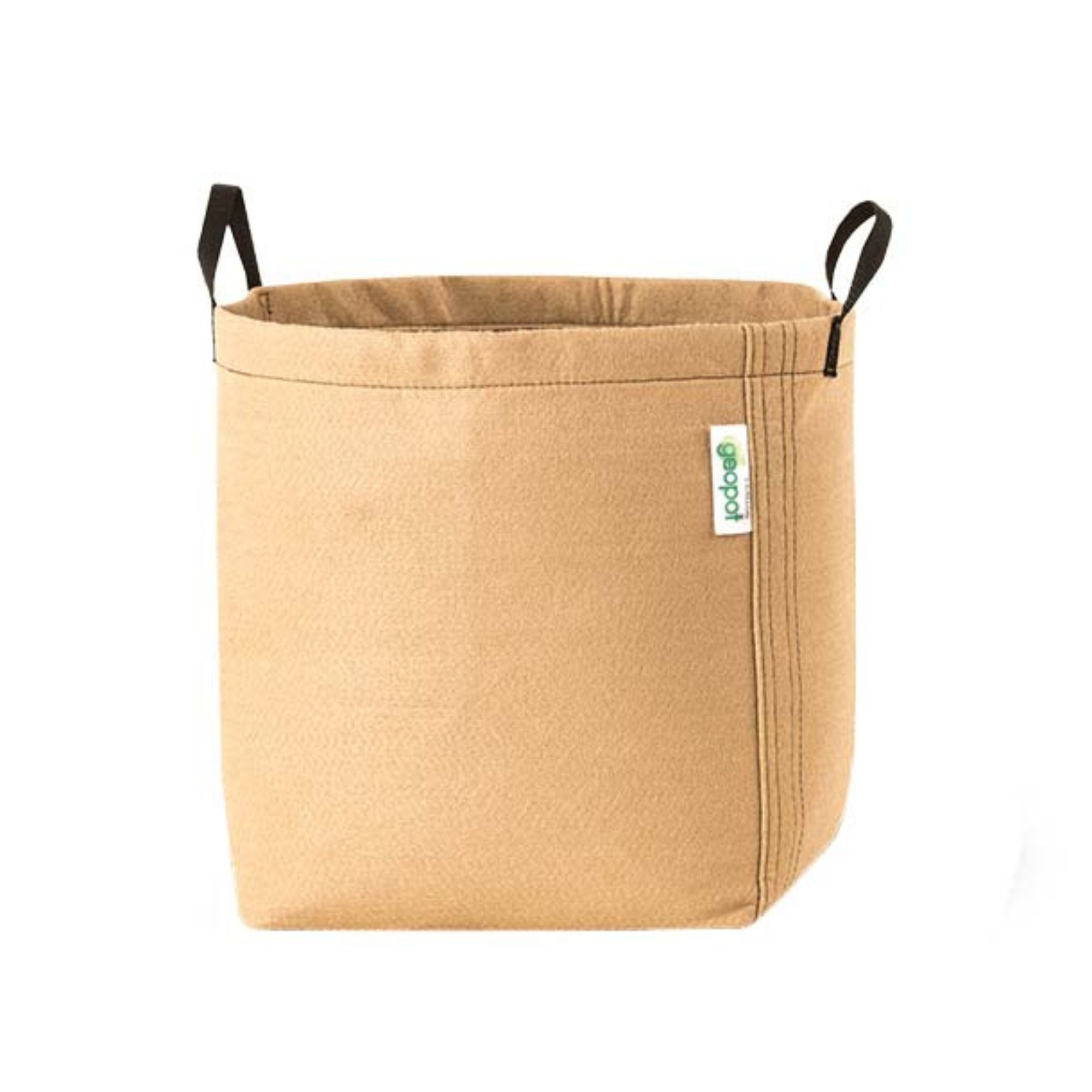 Geopot Fabric Planter - Tan Square Bottom With Handles By G-Lite - 5 Gallon - Breathable Gardening Grow Container - Home &amp; Garde