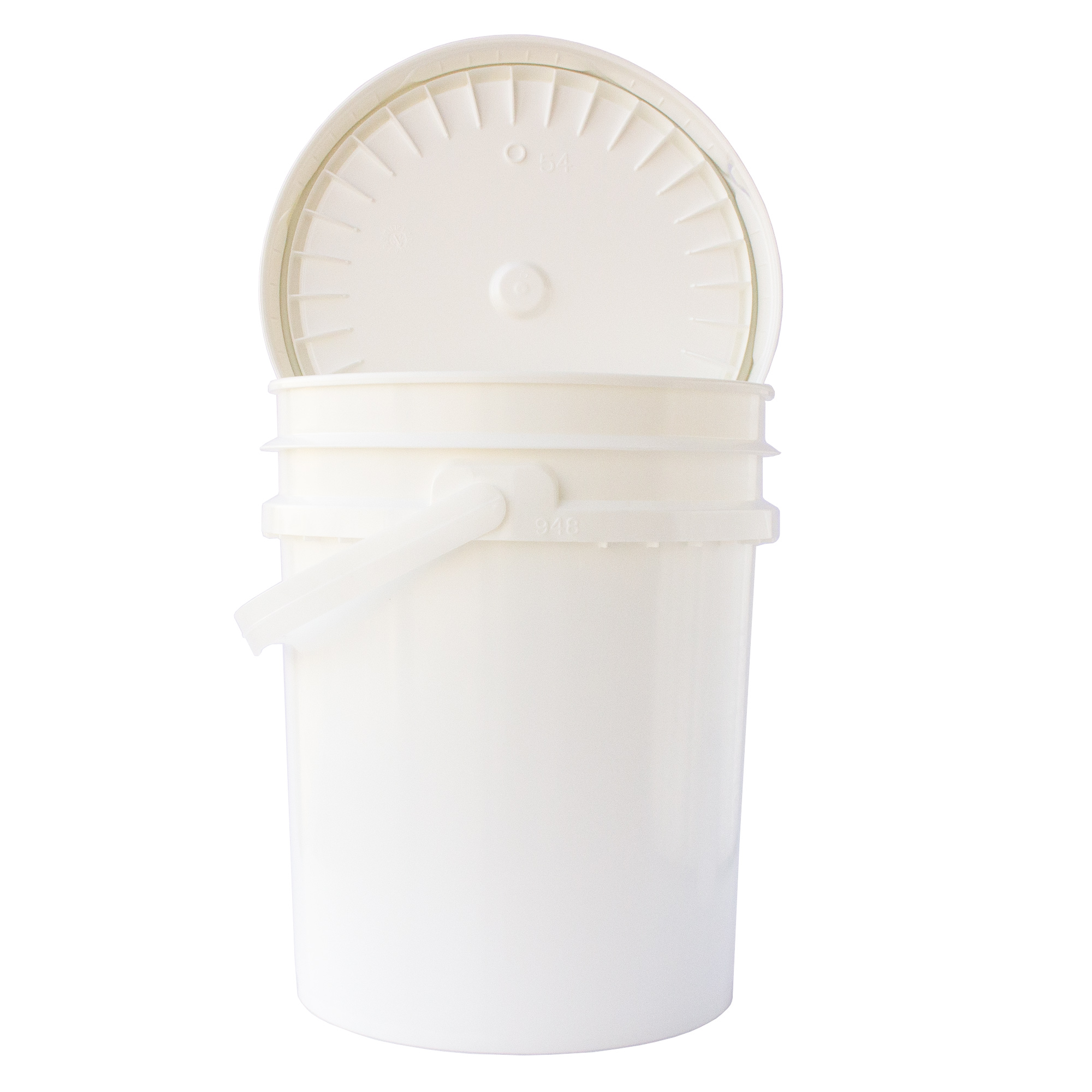 5 Gallon White Plastic Bucket -Food Grade Pail &amp; Lid-Storage Container