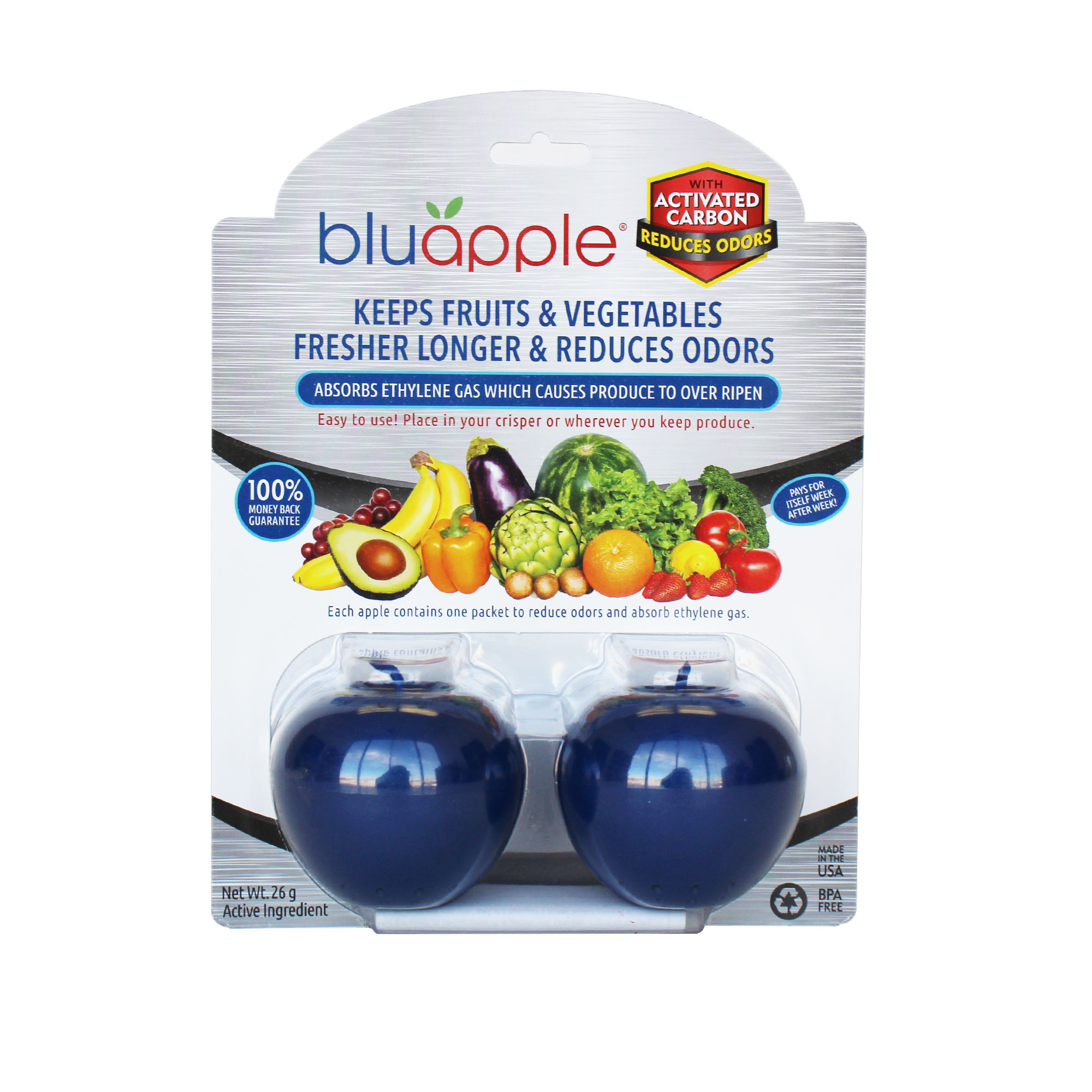 Bluapple Produce Freshness Perserver Starter - Ethylene Gas Absorber w/ Carbon