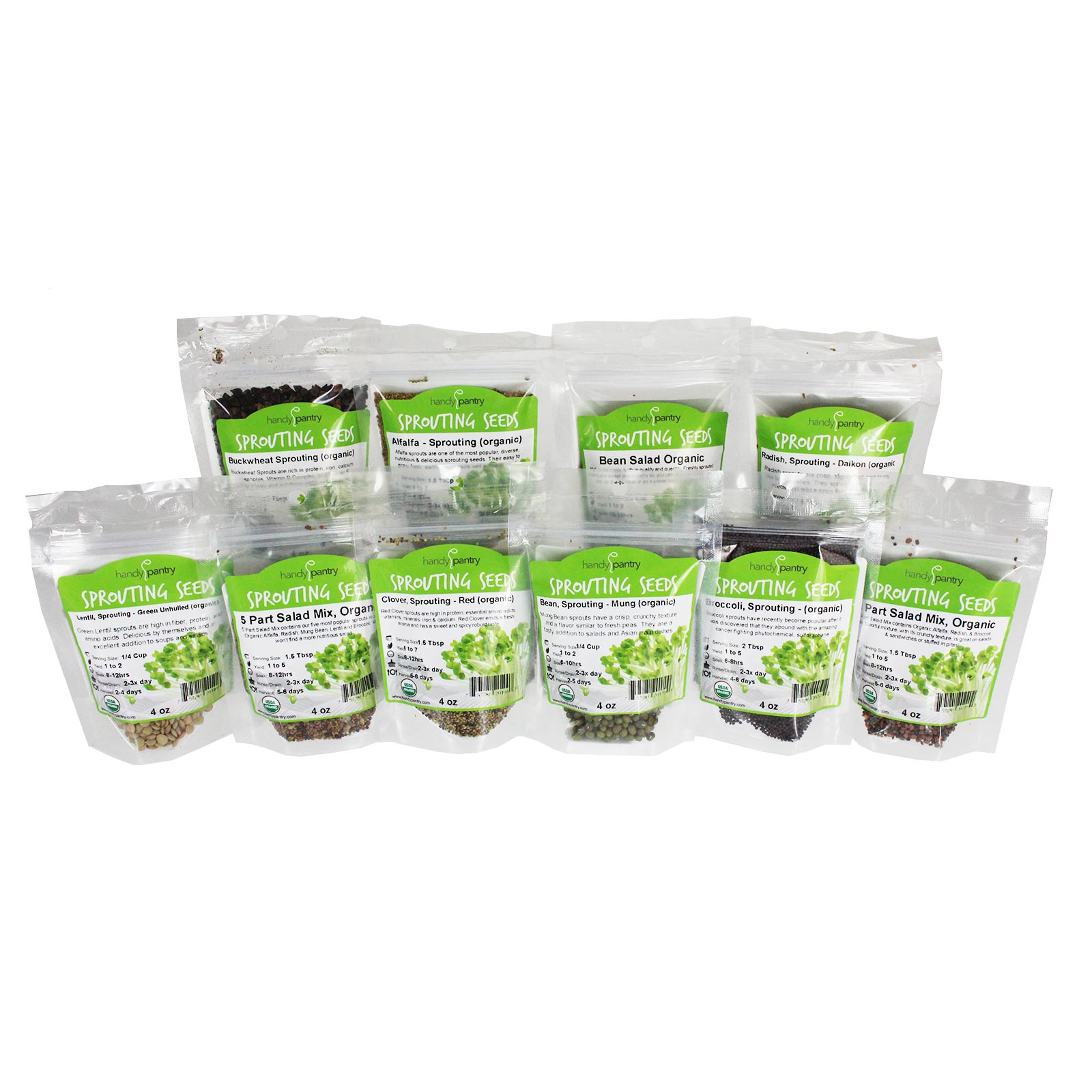 Sprouting Seed Super Sampler - 2.5 Lb Assortment of Sprout Seeds