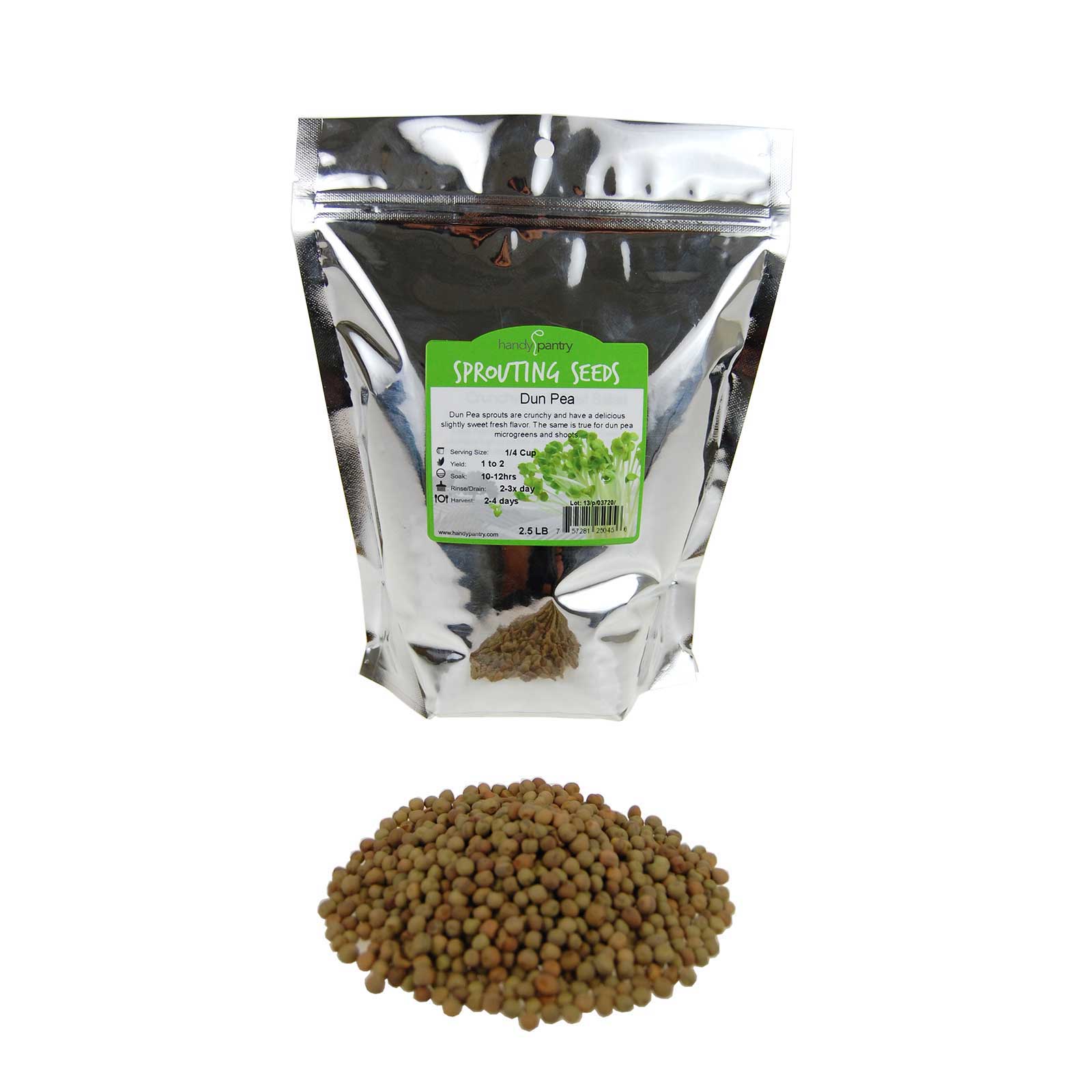 Whole Dried Dun Pea Seeds - 2.5 Lb - Sprouts, Pea Shoots, Gardening - Buy Non-GMO Pisum sativum Farm &amp; Gardening Seeds Online