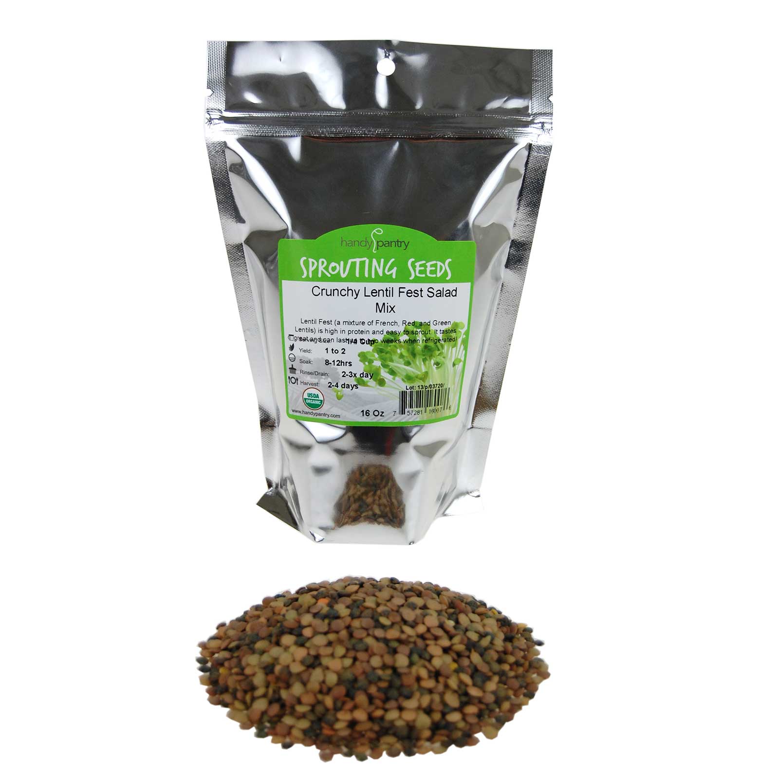 Organic Crunchy Lentil Fest Sprouting Seed Mix - Sprouts, Soup- 16 Oz - Buy Non-GMO Lens culinaris Farm &amp; Gardening Seeds Online