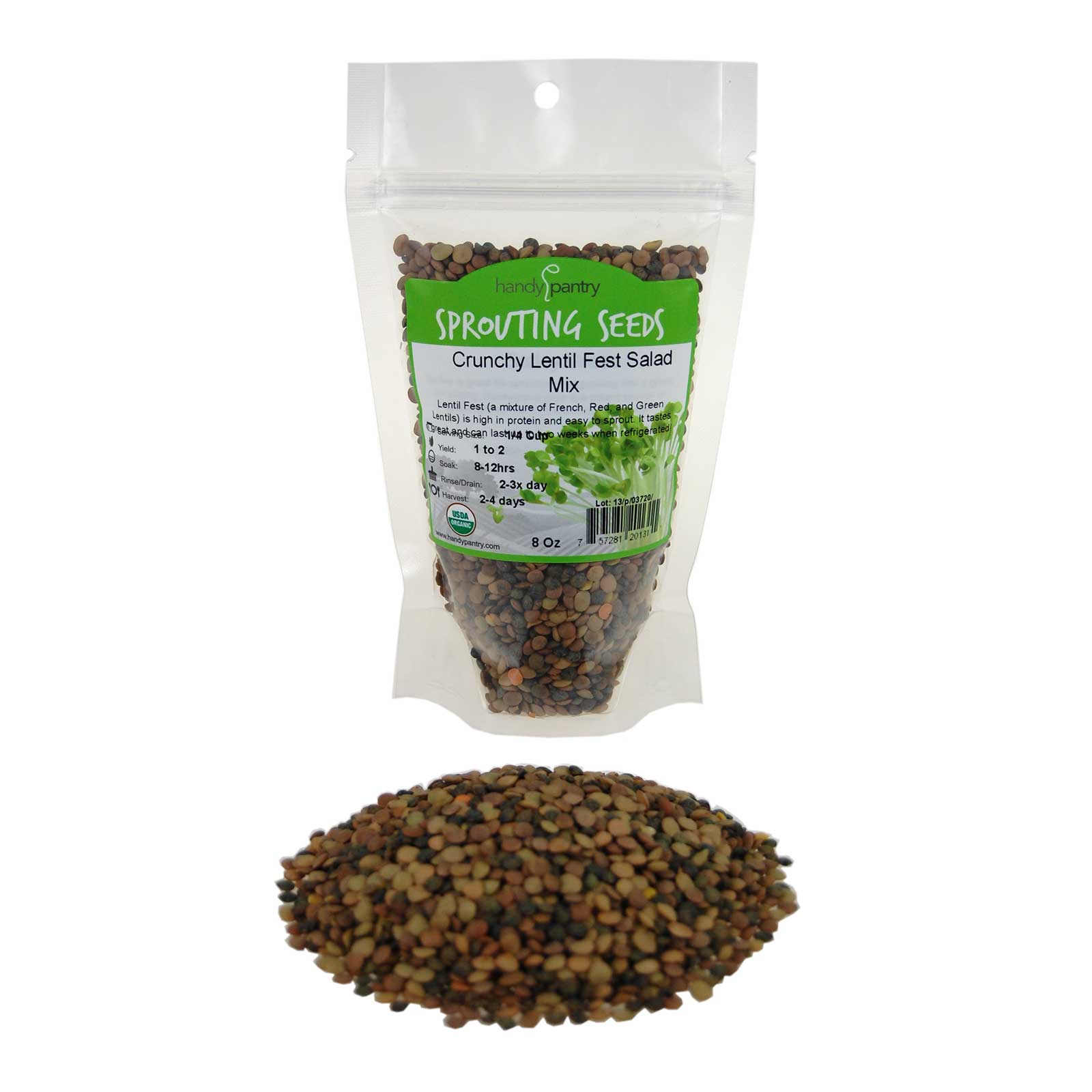 Organic Crunchy Lentil Fest Sprouting Seed Mix - Sprouts Seeds- 8 Oz - Buy Non-GMO Lens culinaris Farm &amp; Gardening Seeds Online