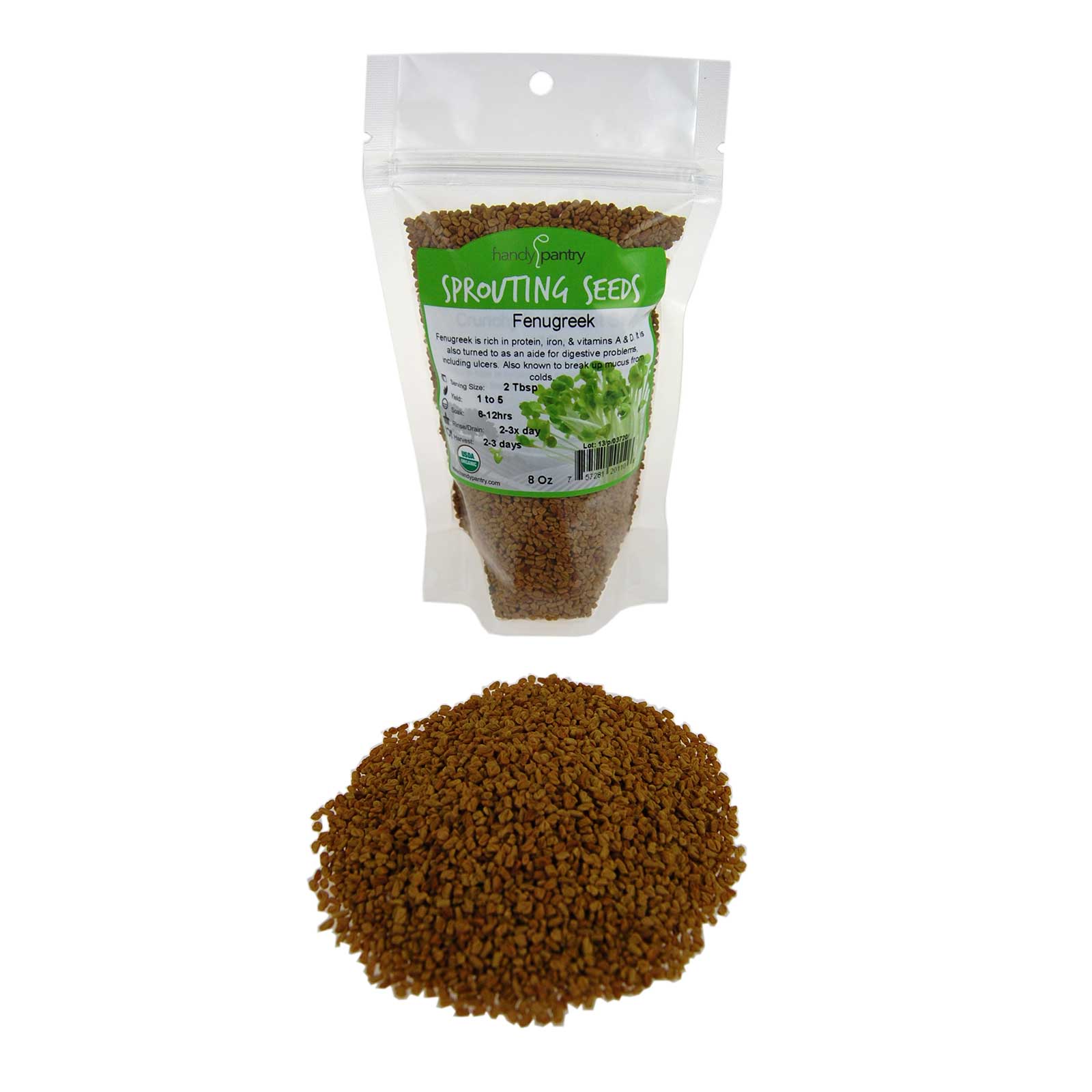 Certified Organic Fenugreek Sprouting Seeds - Seed For Sprouts - 8 Oz - Buy Non-GMO Trigonella foenum graecum Farm &amp; Gardening S