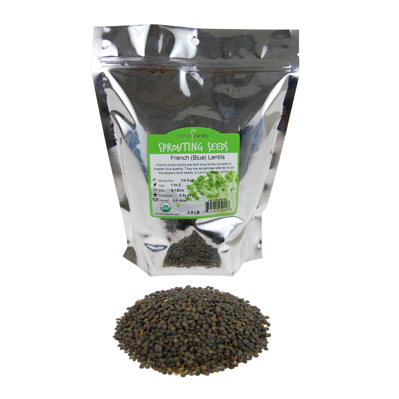 Organic French Lentils Sprouting Seeds - 2.5 Lbs - Grow Sprouts - Buy Non-GMO Lens culinaris Farm &amp; Gardening Seeds Online