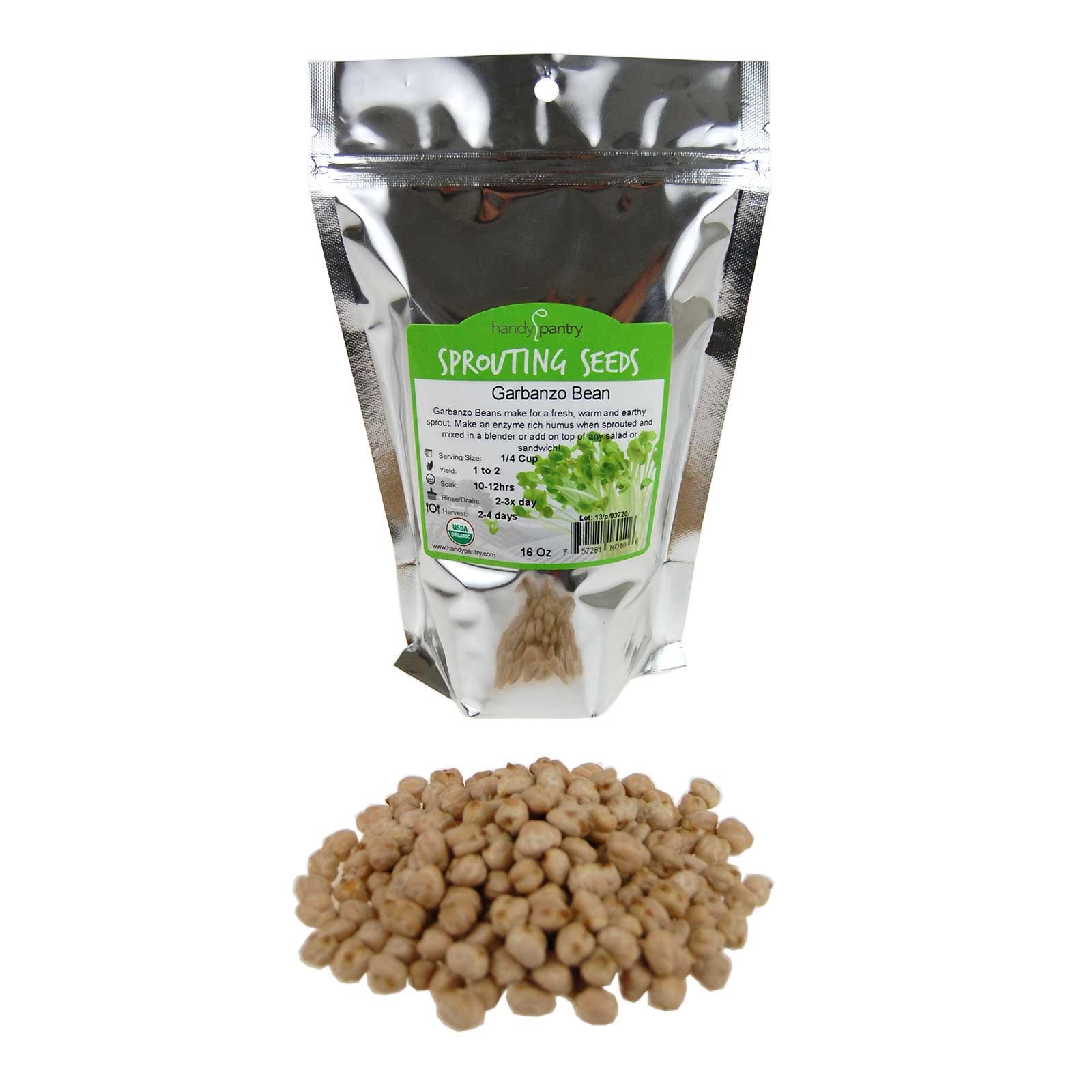 Organic Garbanzo Bean Sprouting Seeds Dried Beans for Sprouts 16 Oz - Buy Non-GMO Cicer arietinum Farm &amp; Gardening Seeds Online