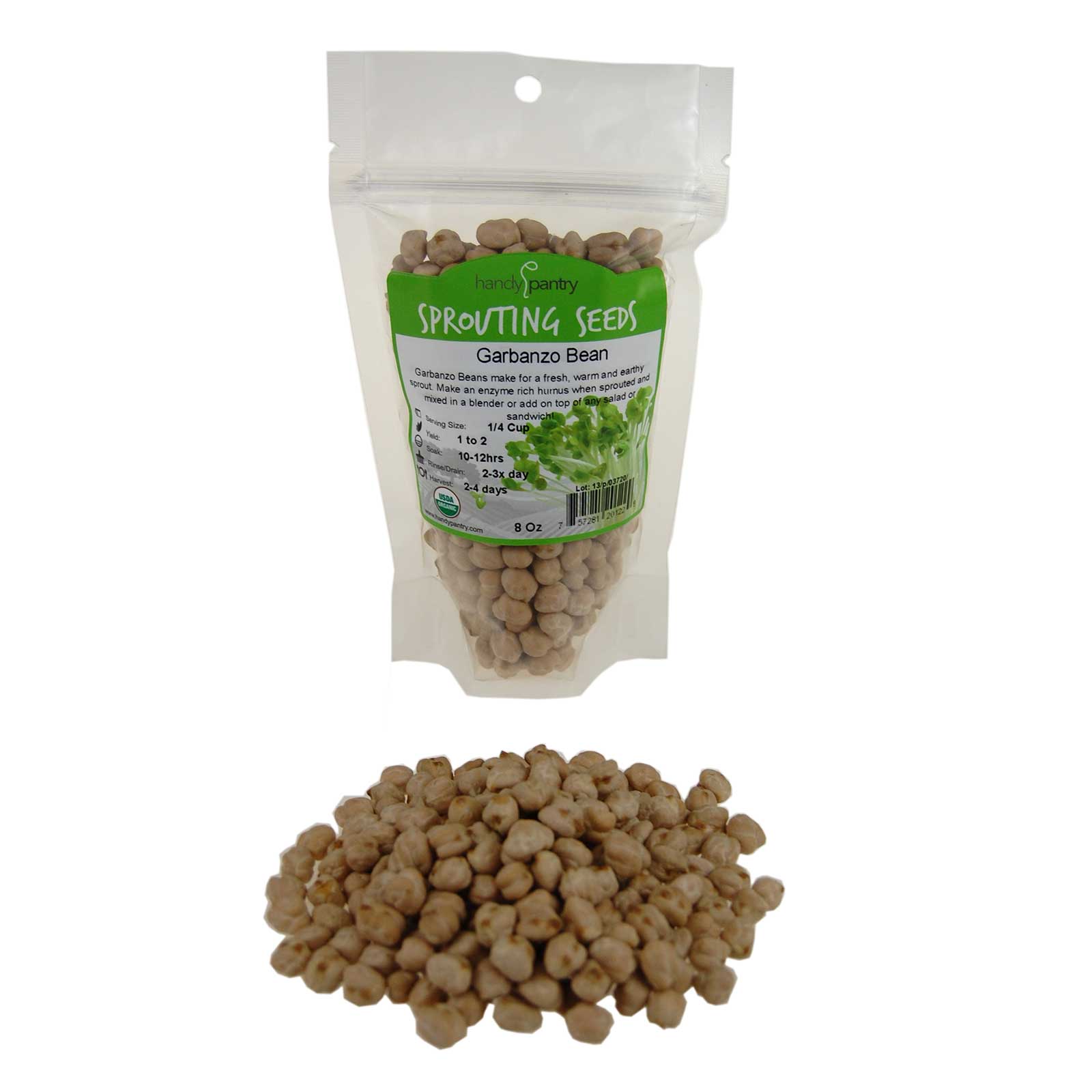 Organic Garbanzo Bean Sprouting Seeds -Sprout Beans Sprouts -8 Oz - Buy Non-GMO Cicer arietinum Farm &amp; Gardening Seeds Online