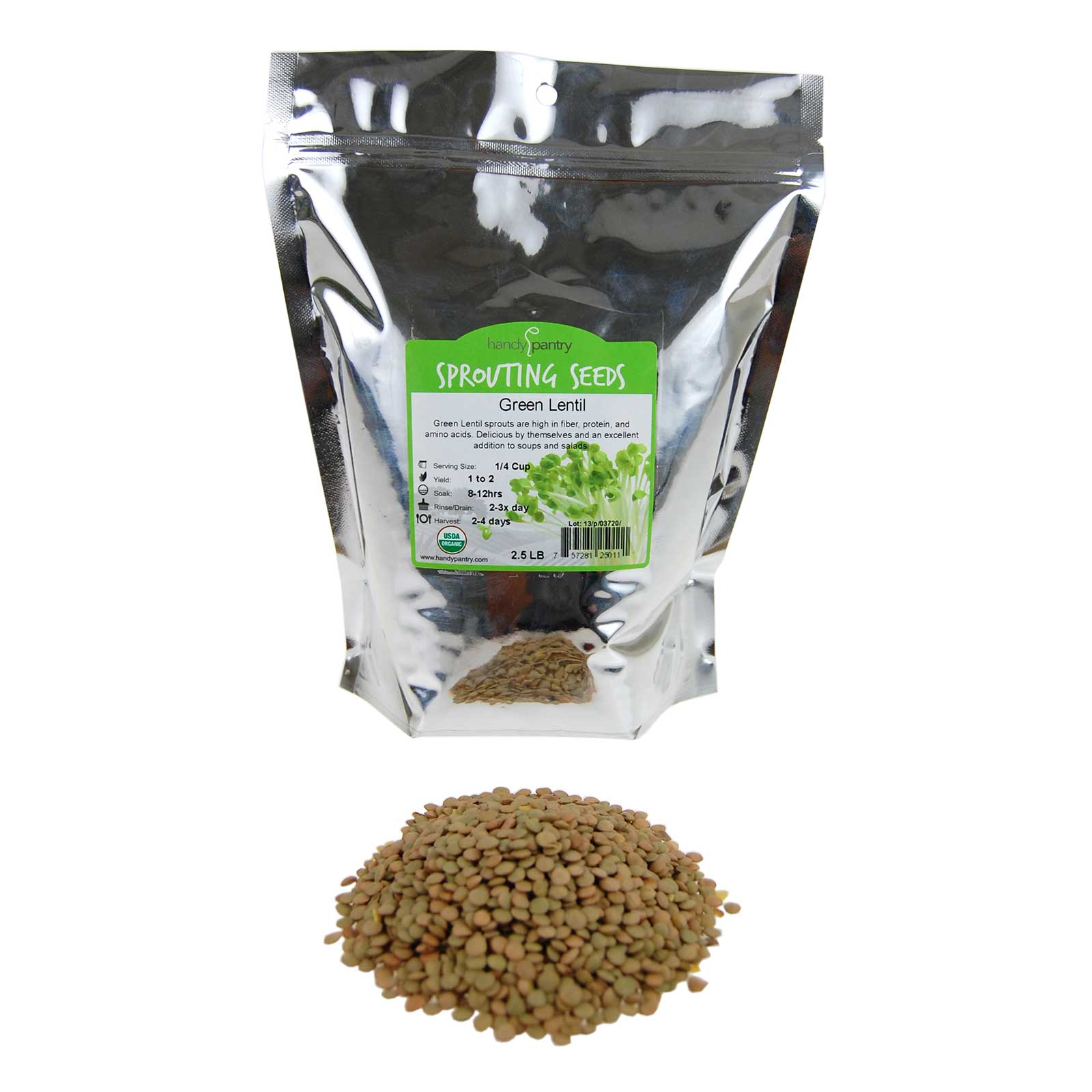 Organic Green Lentil Sprouting Seeds-Lentils Seed Sprouts / Soup- 8 Oz - Buy Non-GMO Lens culinaris Farm &amp; Gardening Seeds Onlin