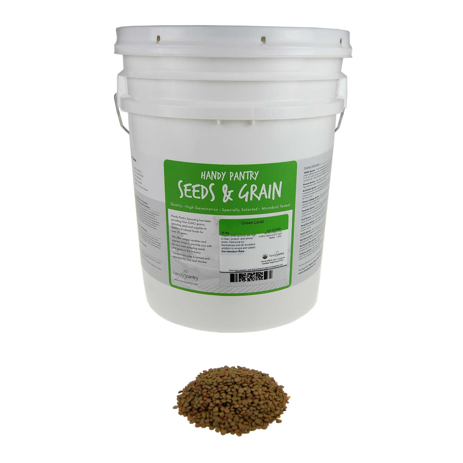 Organic Green Lentil Sprouting Seeds - For Sprouts / Soup - 35 Lbs - Buy Non-GMO Lens culinaris Farm &amp; Gardening Seeds Online