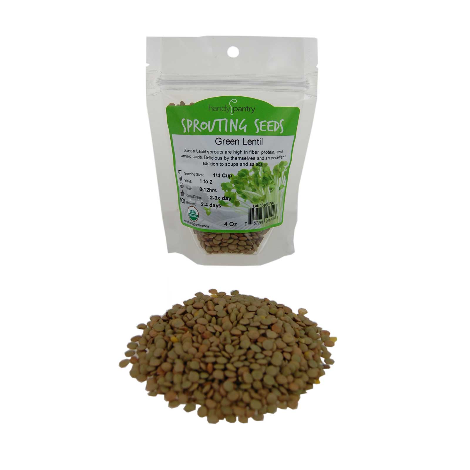 Organic Green Lentil Sprouting Seeds - Lentils Sprouts / Soup - 4 Oz - Buy Non-GMO Lens culinaris Farm &amp; Gardening Seeds Online