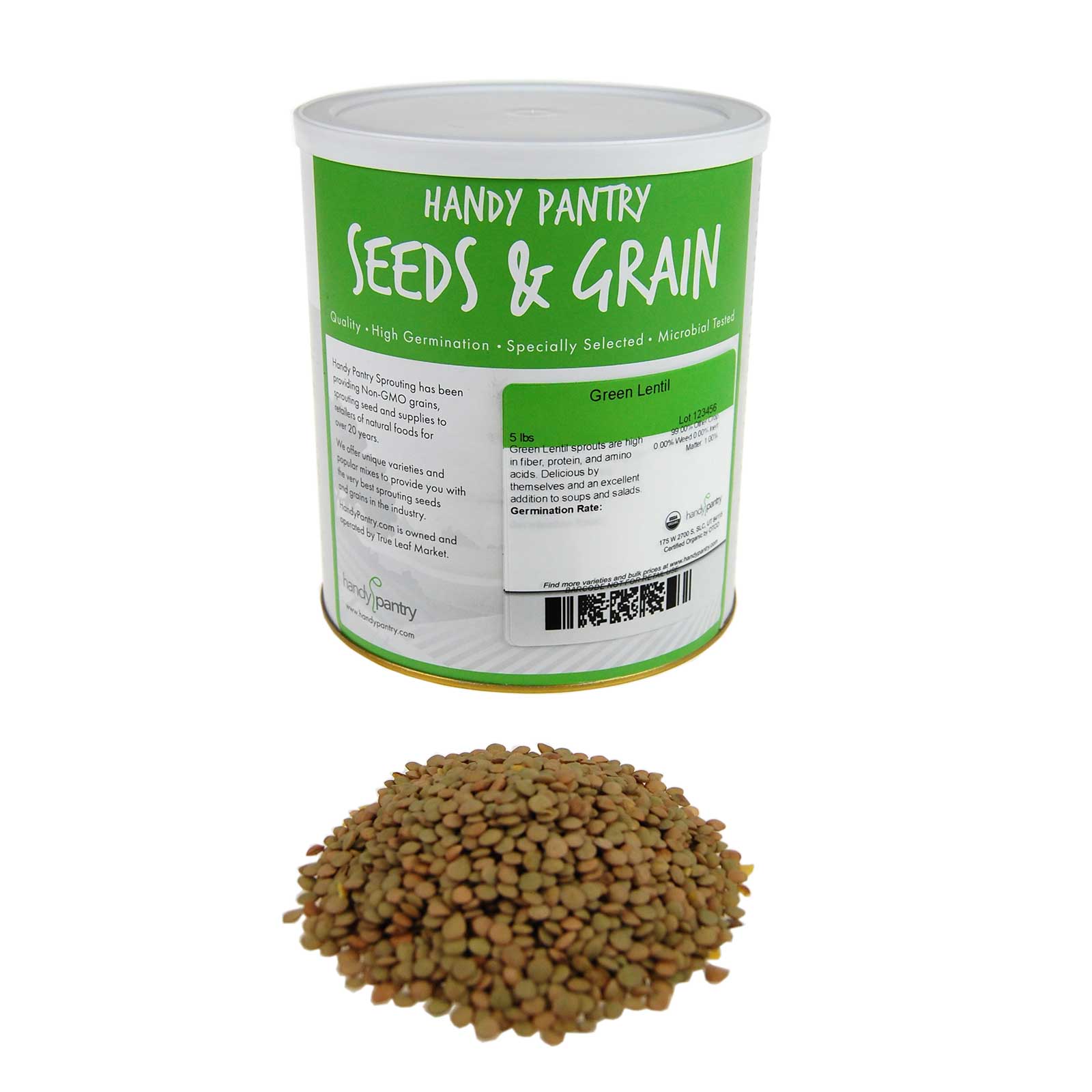 Organic Green Lentil Sprouting Seeds - Lentils Seed For Sprouts - 5 Lb - Buy Non-GMO Lens culinaris Farm &amp; Gardening Seeds Onlin