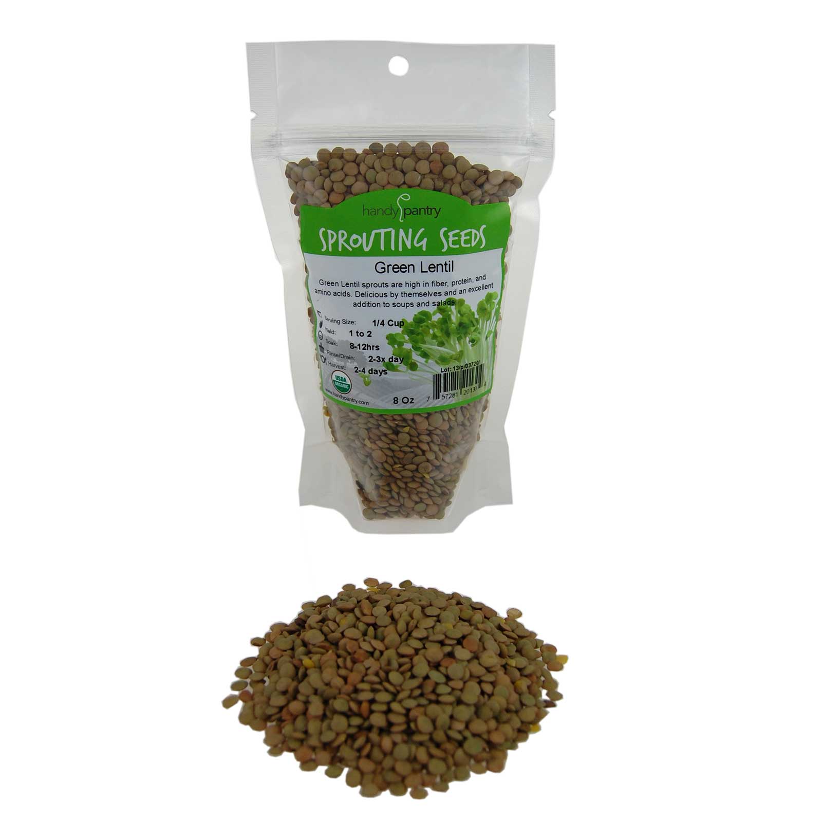 Organic Green Lentil Sprouting Seeds - Sprouts / Soup - 8 Oz - Buy Non-GMO Lens culinaris Farm &amp; Gardening Seeds Online