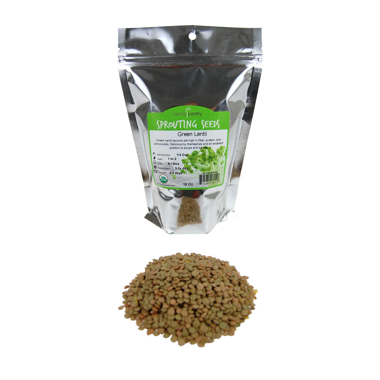 Organic Green Lentils - Lentils Seed For Sprouts, Soup, Storage - 1 Lb - Buy Non-GMO Lens culinaris Farm &amp; Gardening Seeds Onlin