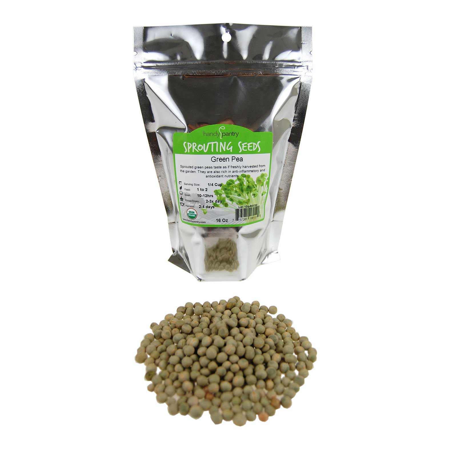 Organic Green Pea Sprouting Seed Sprout Seed Peas for Sprouts 1 Lb - Buy Non-GMO Pisum sativum Farm &amp; Gardening Seeds Online