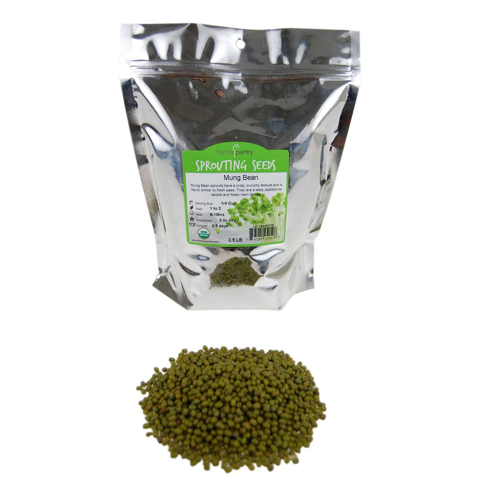 Organic Mung Bean Sprouting Seeds -Sprouts, Cooking, Stir Fry-2.5 Lb - Buy Non-GMO Vigna radiata var. radiata Farm &amp; Gardening S