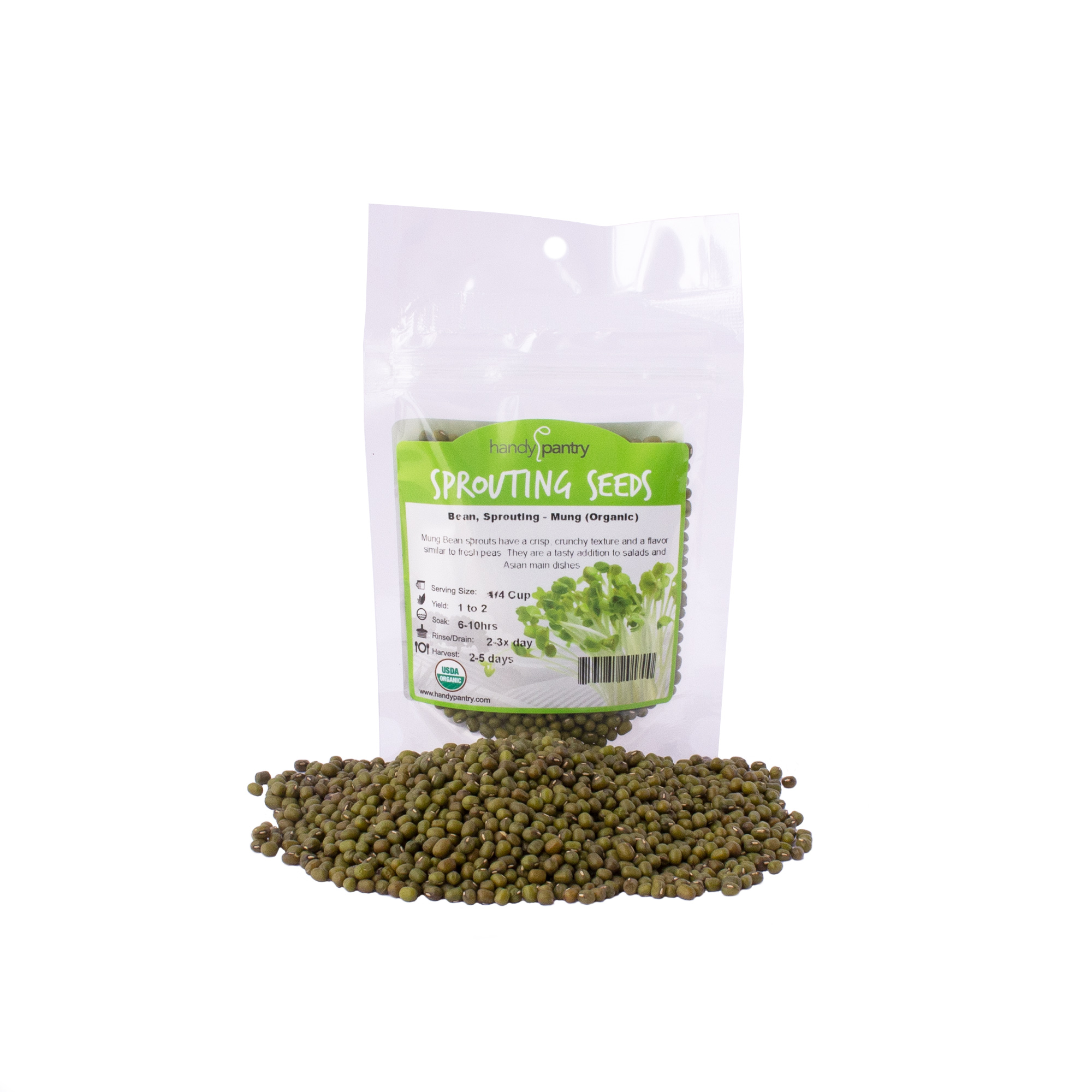 Organic Mung Bean Sprouting Seeds - Sprout Beans - For Sprouts - 4 Oz - Buy Non-GMO Vigna radiata var. radiata Farm &amp; Gardening