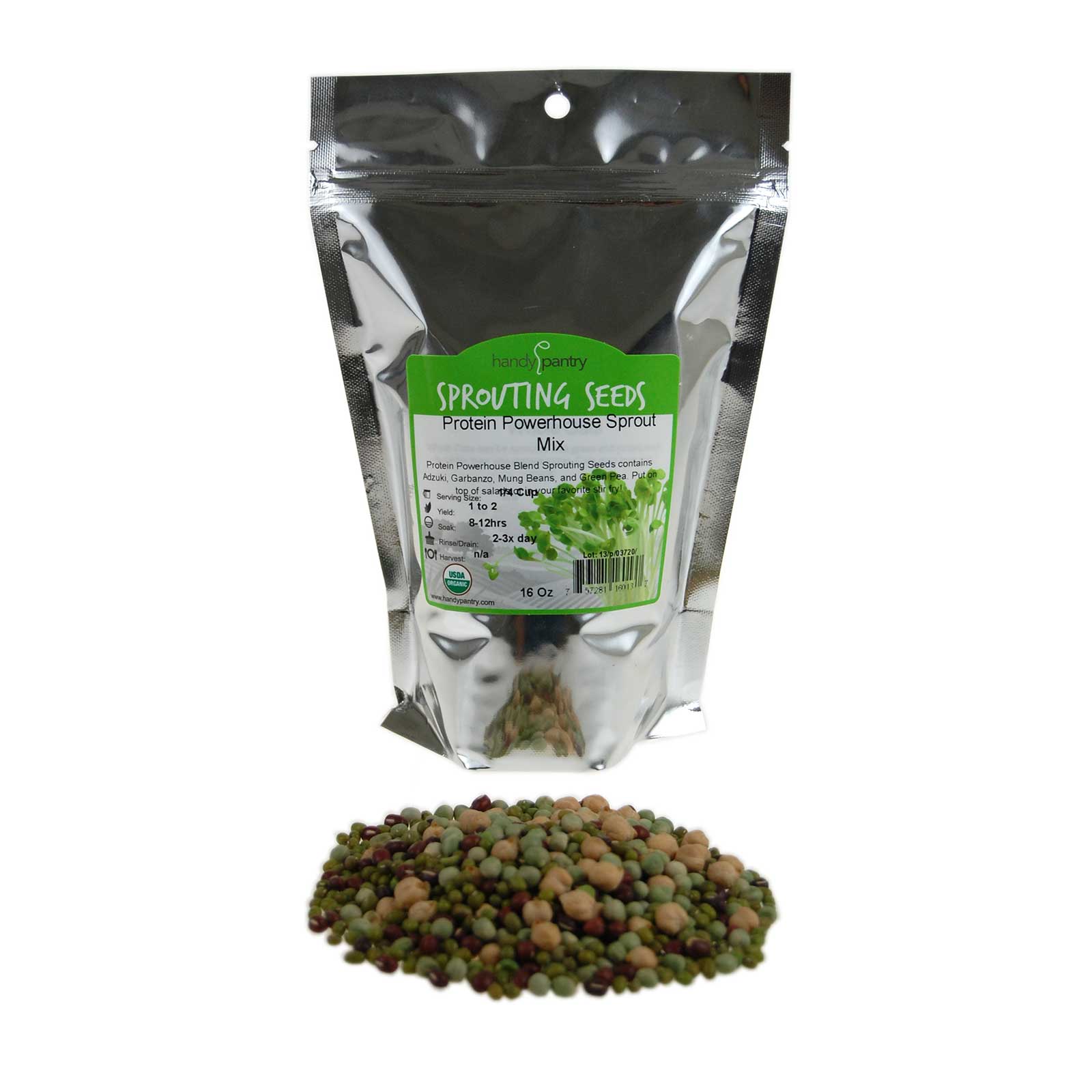 Organic Protein Powerhouse Sprouting Seed Mix- Seeds Sprouts-1 Lb - Sprouts, Sprouting - Healthy Living &amp; Raw Food - Grow, Growi