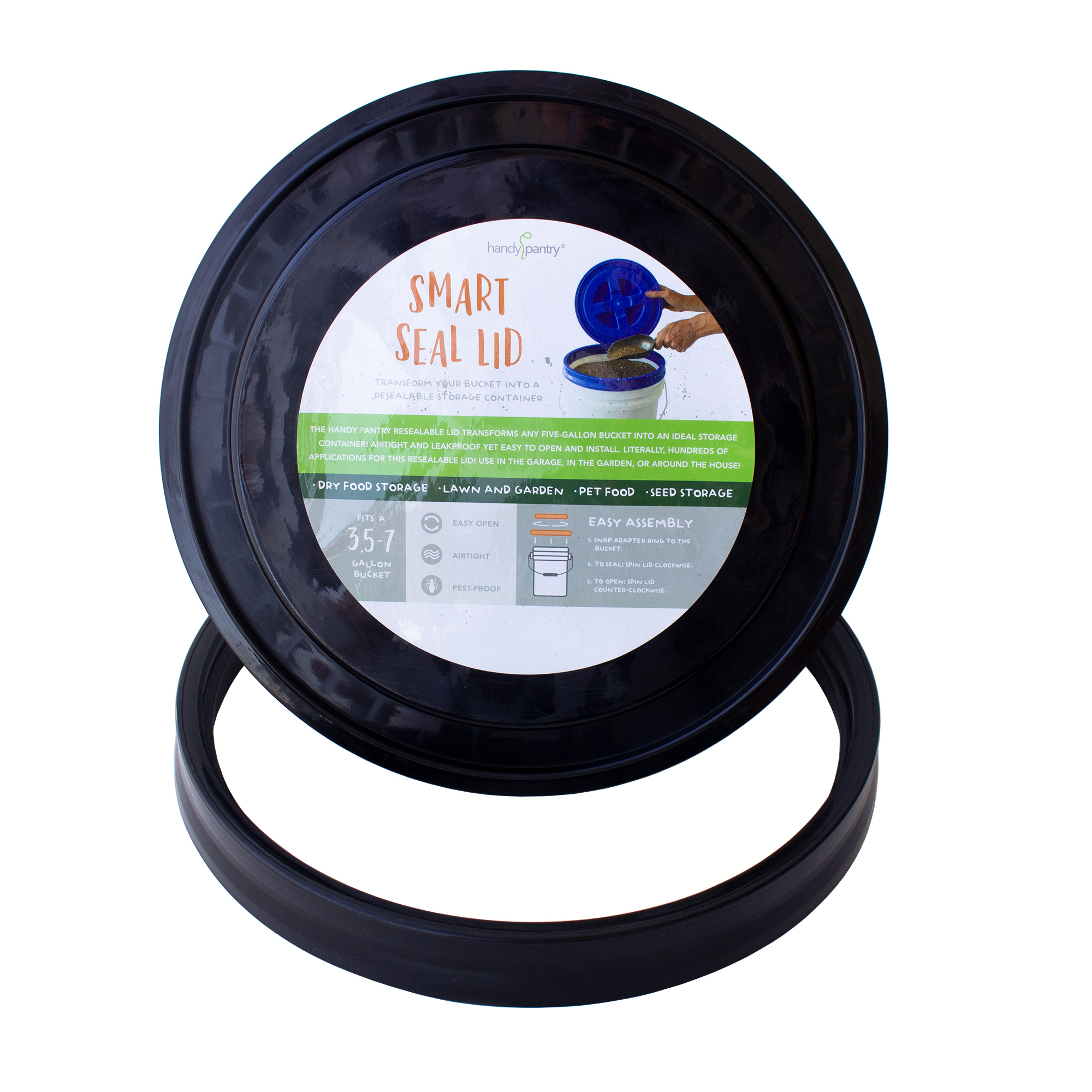 Smart Seal Lid - Black - 5 Gallon Paint Bucket Replacement Lid - Twist On Off Lid for Bucket &amp; Pail - Emergency Storage, Prepper