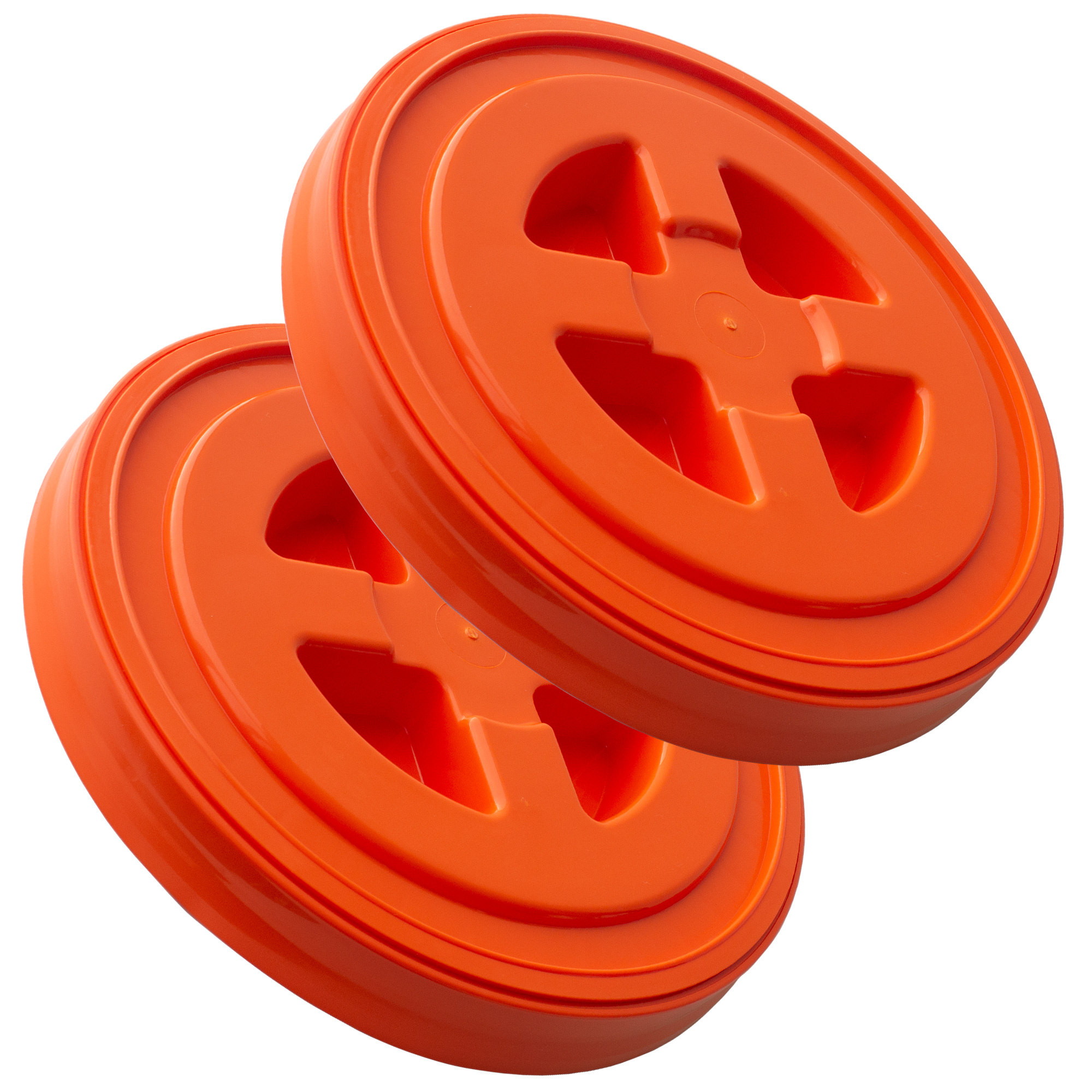 Smart Seal Lid - 2 Pack, Orange - 5 Gallon Ice Fishing Bucket Lids - Twist On Off Lid for Bucket &amp; Pail - Emergency Storage, Pre