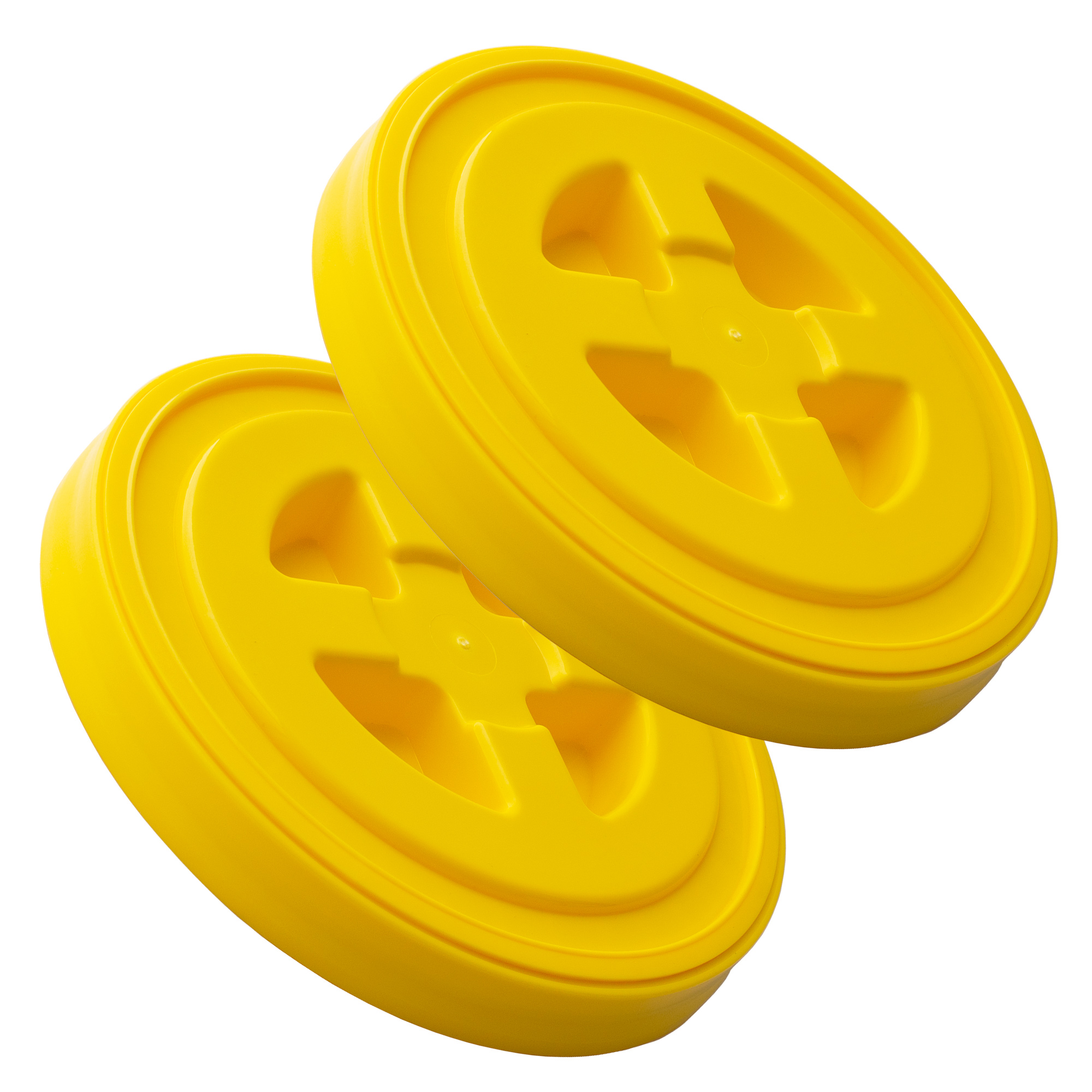 Smart Seal Lid - 2 Pack, Yellow - 5 Gal Survival Water Storage Lids - Twist On Off Lid for Bucket &amp; Pail - Emergency Storage, Pr