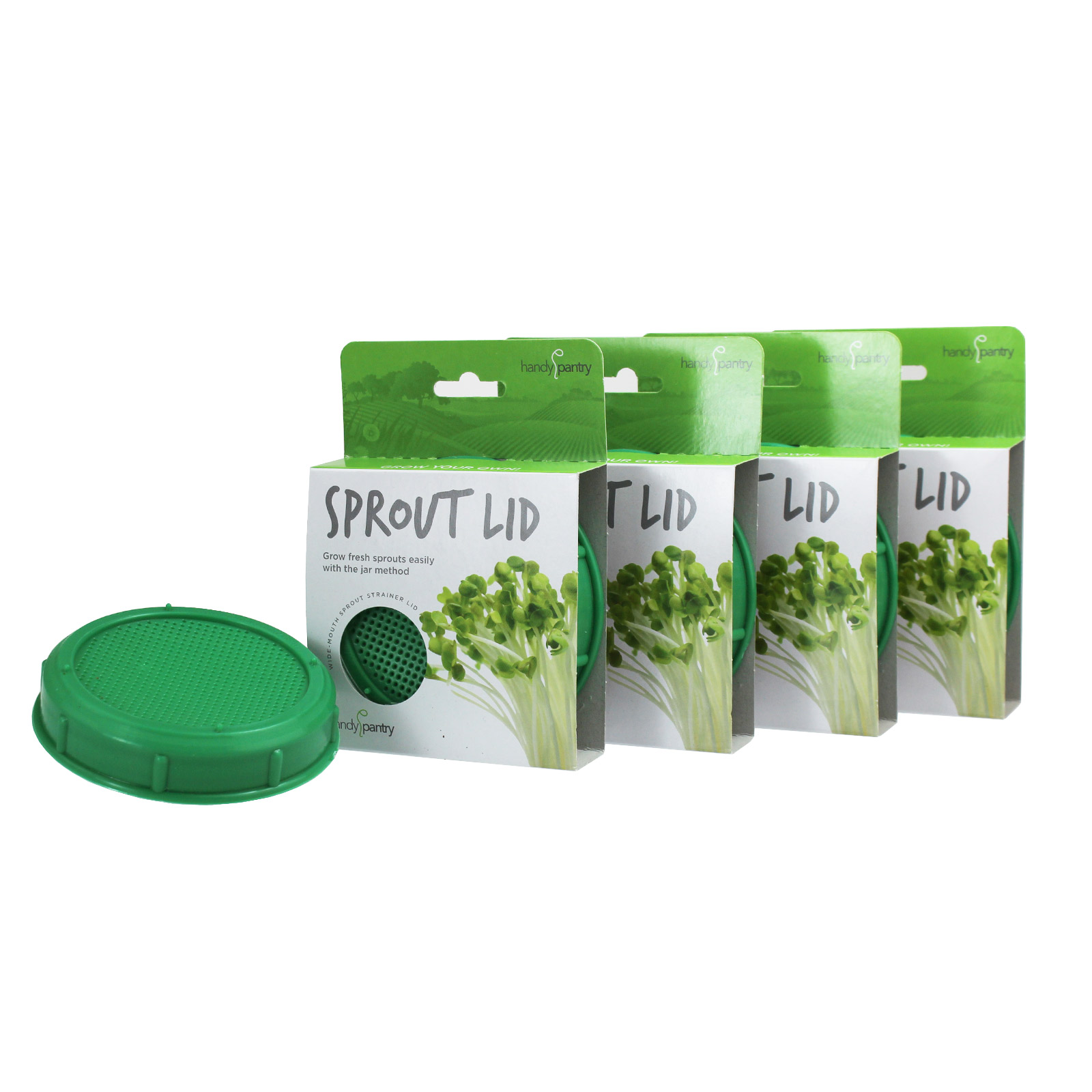 Handy Pantry Sprout Jar Strainer Lid, BPA Free | Wide Mouth - Grow Sprouts - 4 - Sprouts, Sprouting - Healthy Living &amp; Raw Food