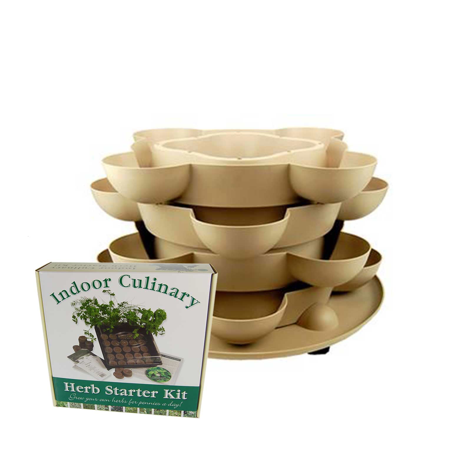 Culinary Herb Garden Kit with Stack &amp; Grow Stackable Planter - Sand